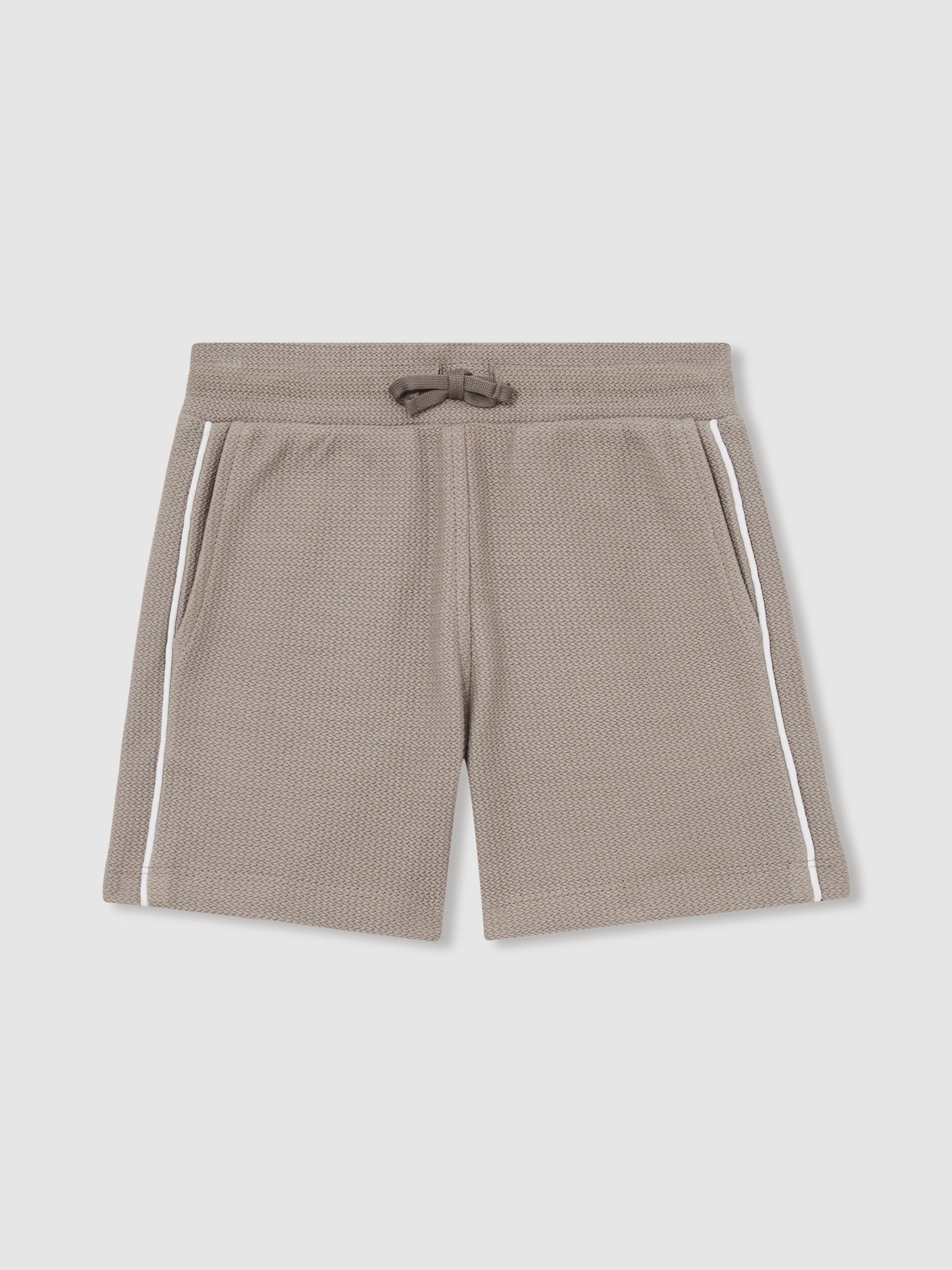13-14 yrs Cotton Textured Piped Shorts in Mink Brown - Image 1 of 4