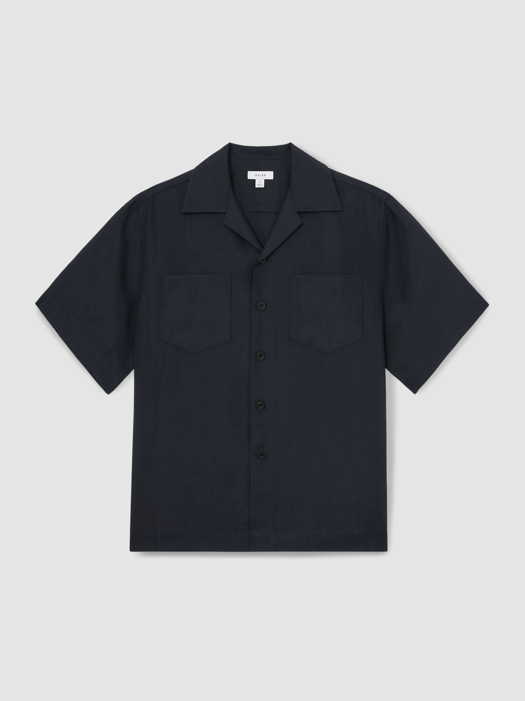 Organza Twin-Pocket Oversize Shirt in Navy - Image 2 of 6