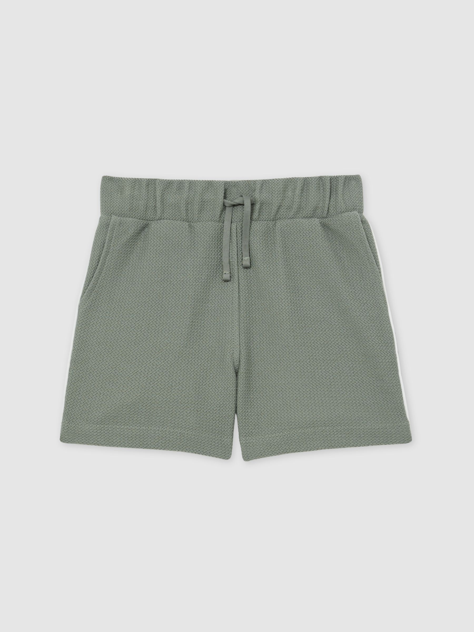 13-14 yrs Cotton Textured Piped Shorts in Sage Green - Image 1 of 4