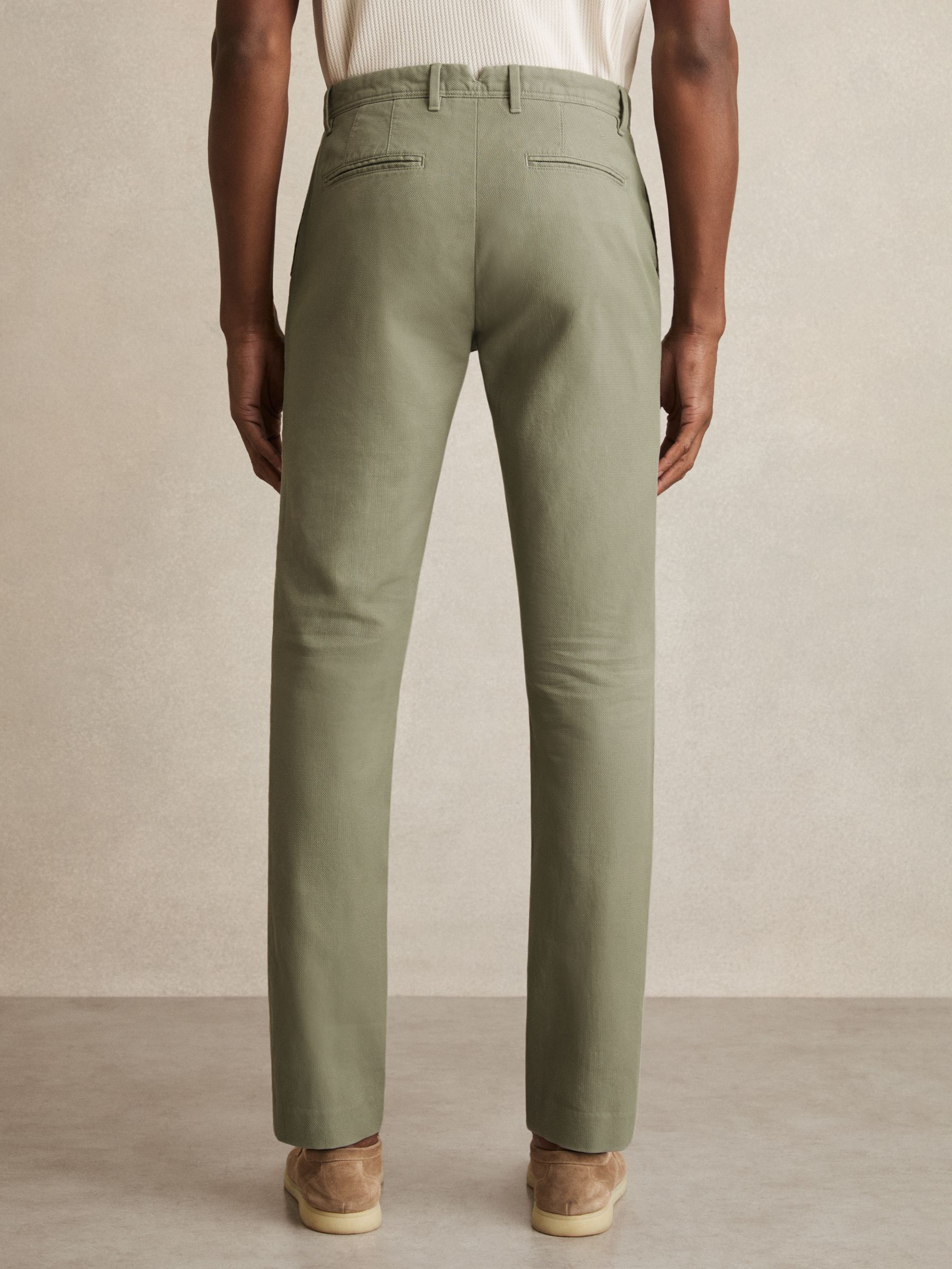 Cotton-Piqué Slim-Fit Chinos in Khaki Green - Image 5 of 6