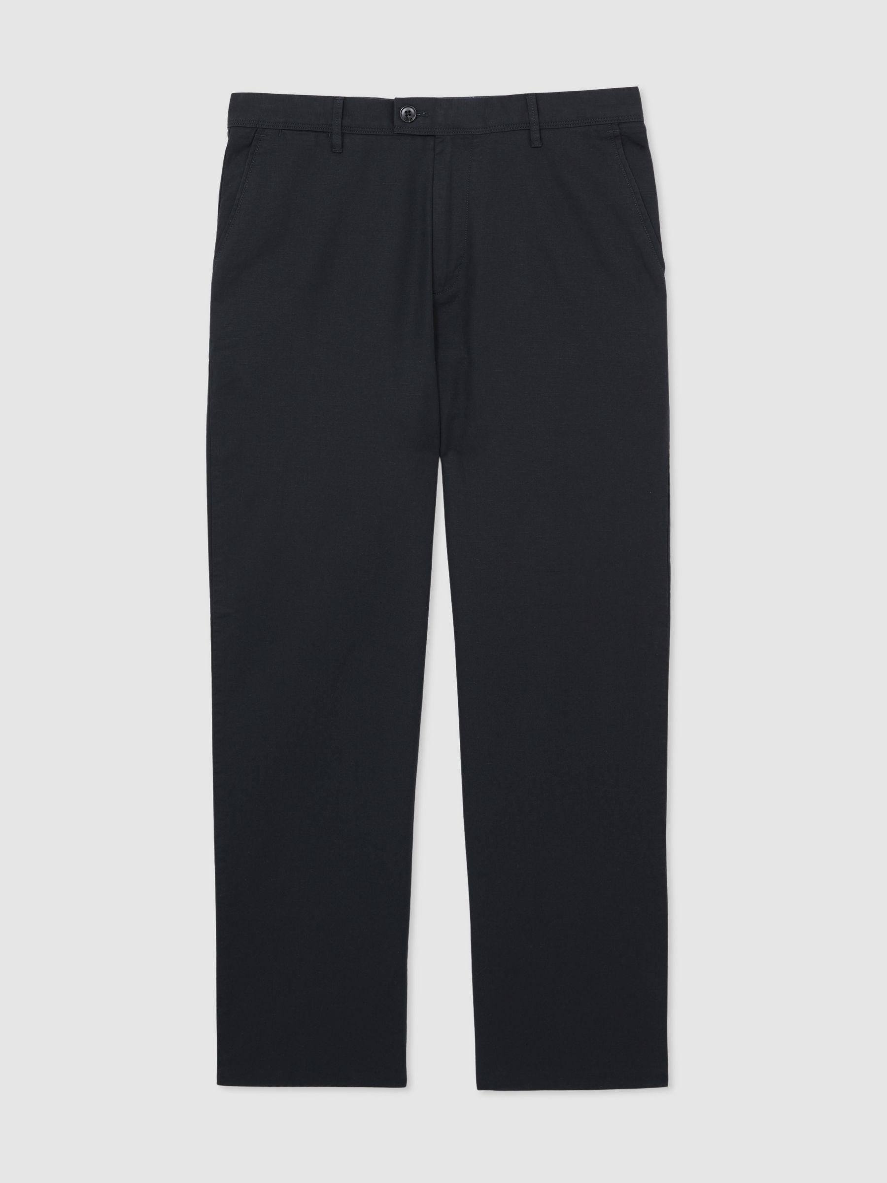 Cotton-Linen Relaxed-Fit Trousers in Navy - Image 2 of 6
