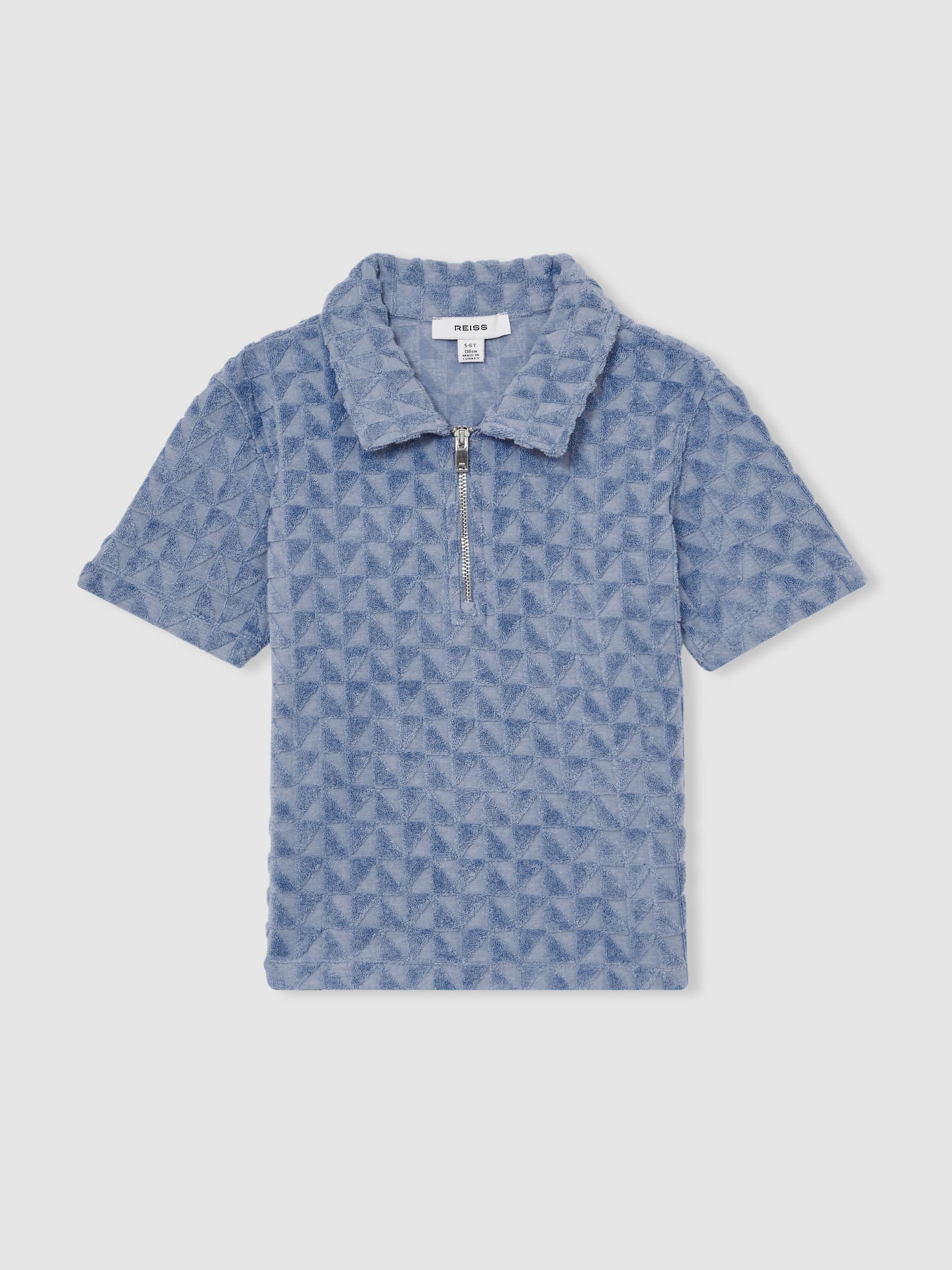 13-14 yrs Textured Towelling Polo Shirt in Airforce Blue - Image 1 of 4