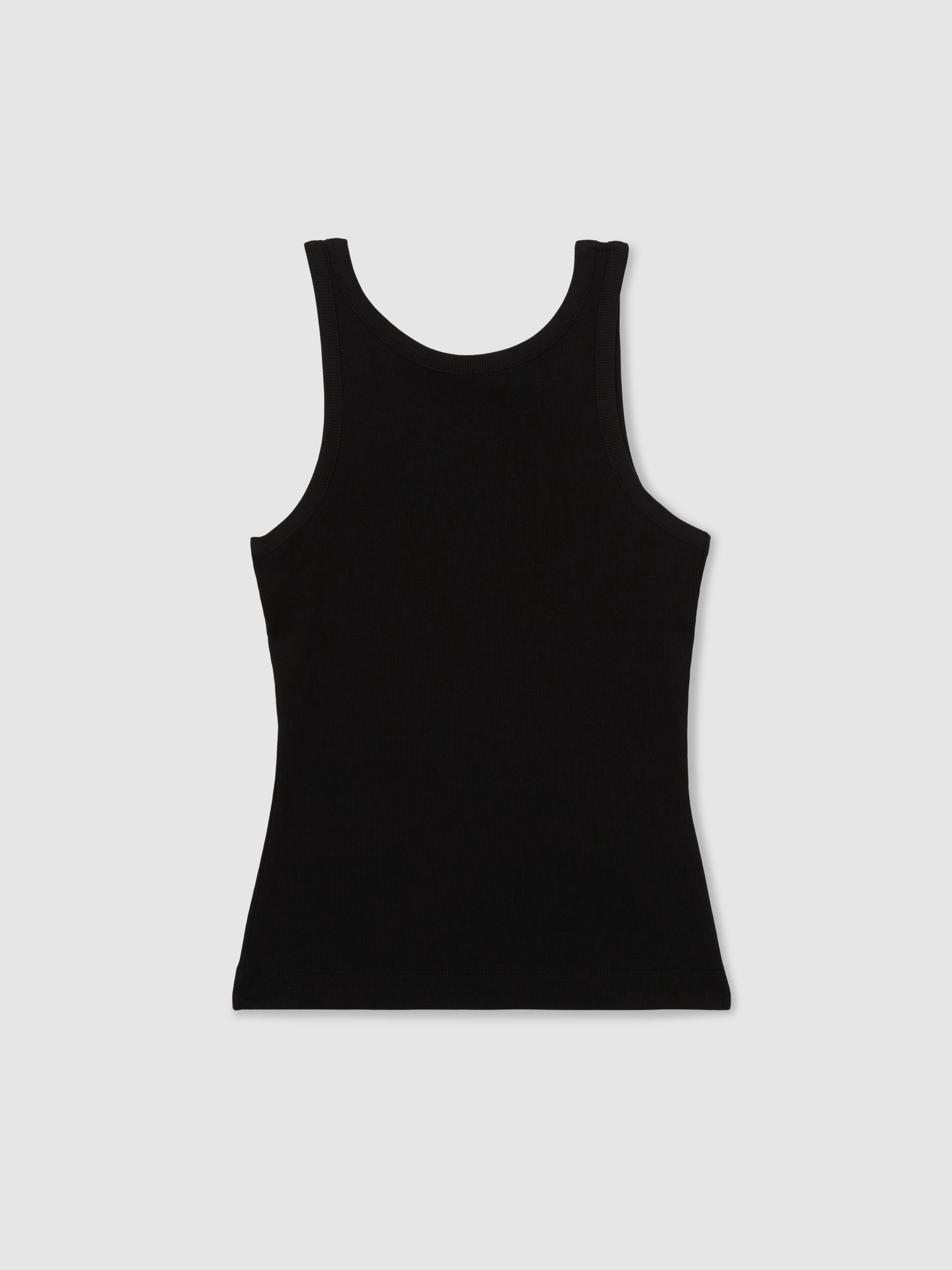 Stretch-Cotton Low-Back Vest in Black - Image 2 of 6