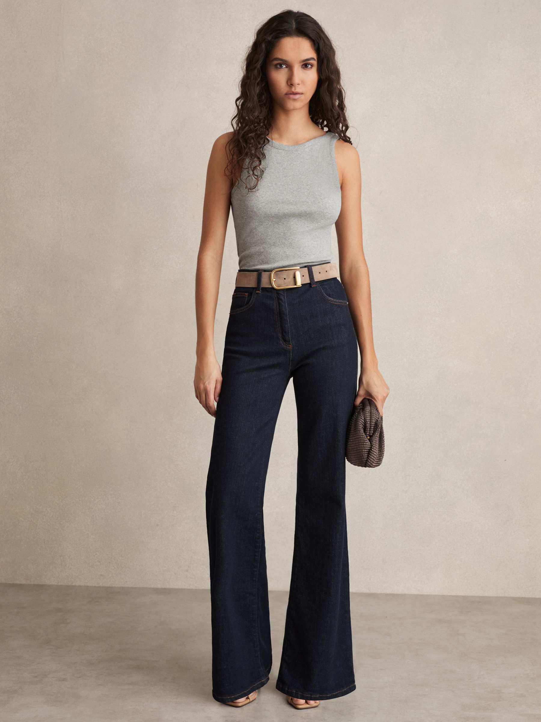 Stretch-Cotton Low-Back Vest in Grey Marl - Image 3 of 6