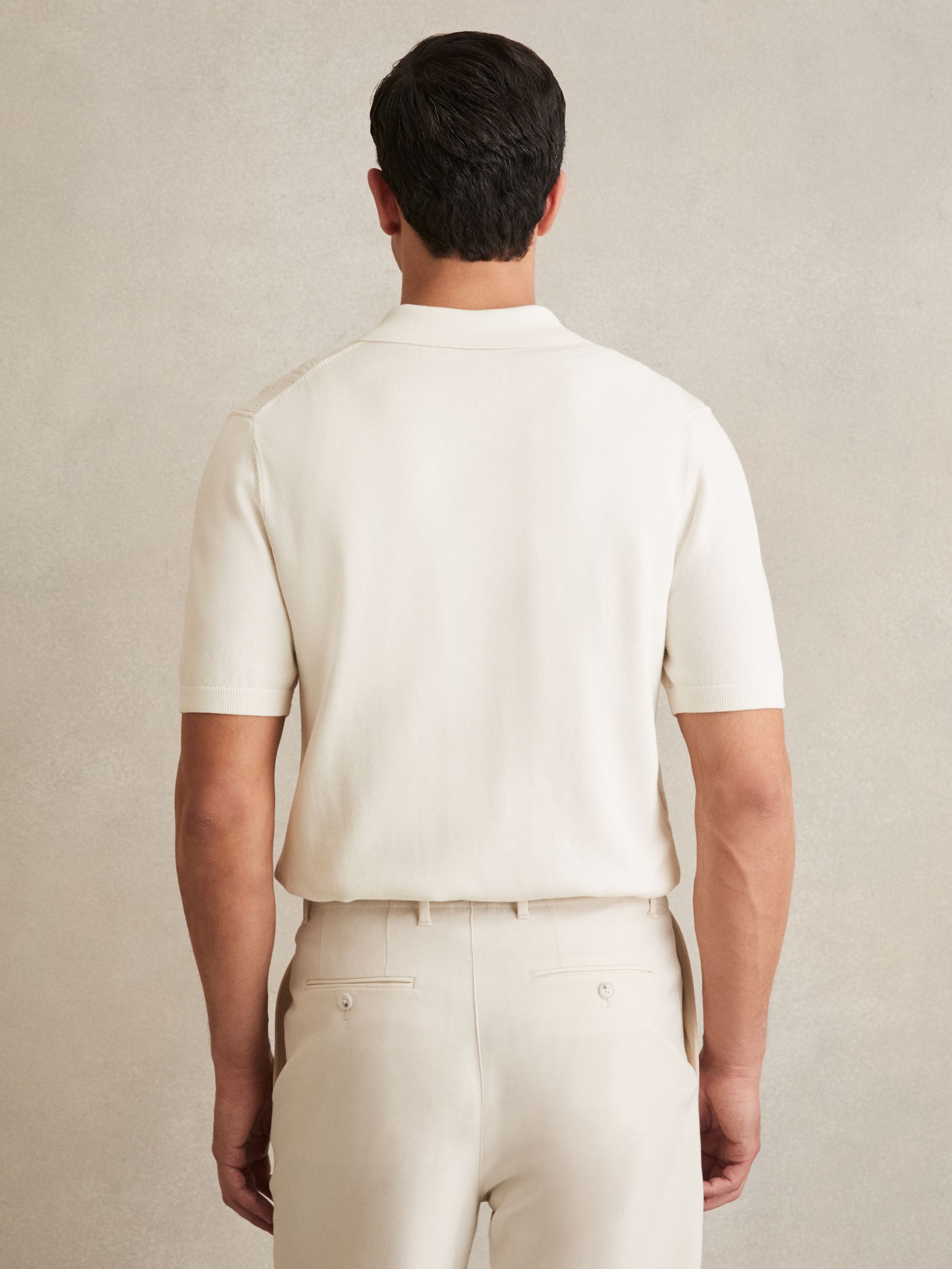 Pointelle-Knit Zip-Through Shirt in White - Image 5 of 6