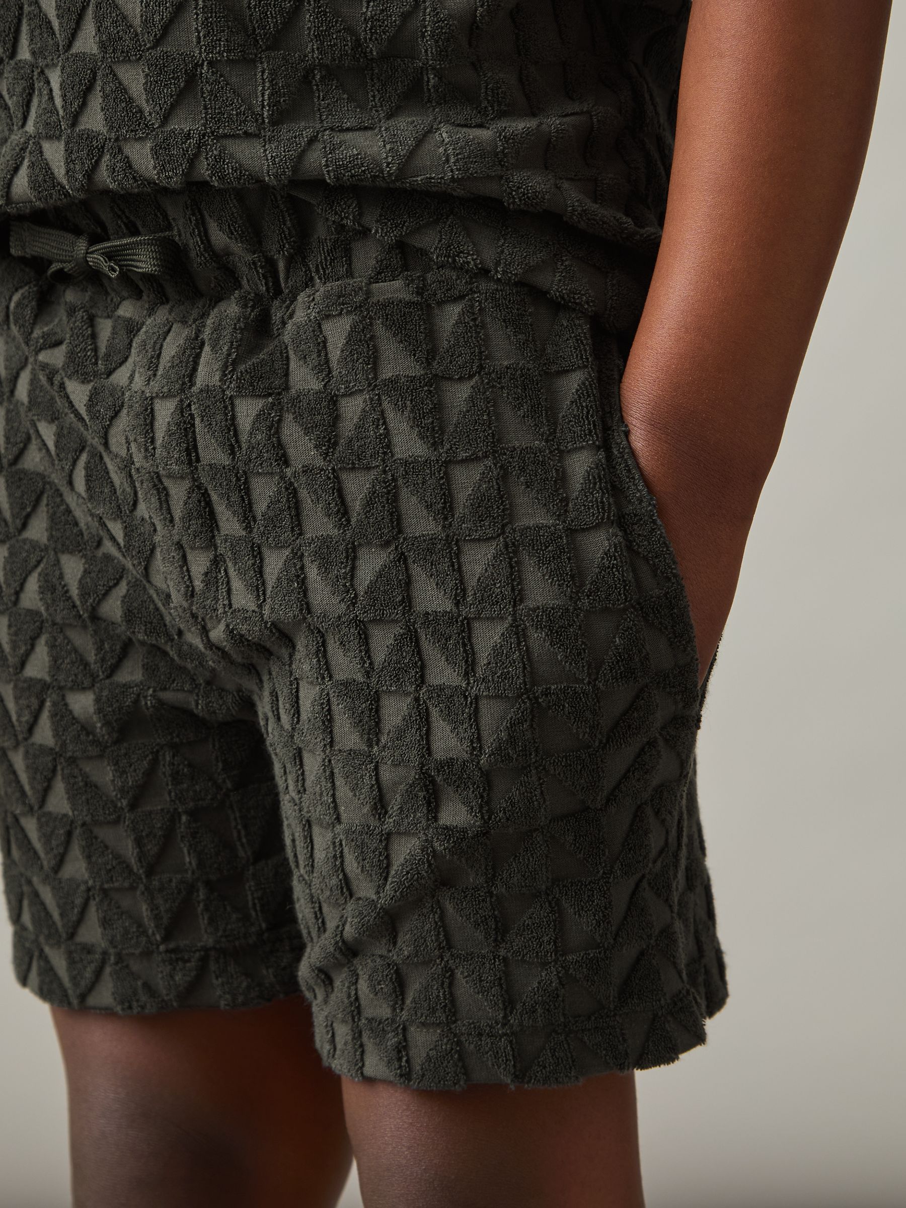 13-14 yrs Textured Towelling Shorts in Dark Sage - Image 3 of 4