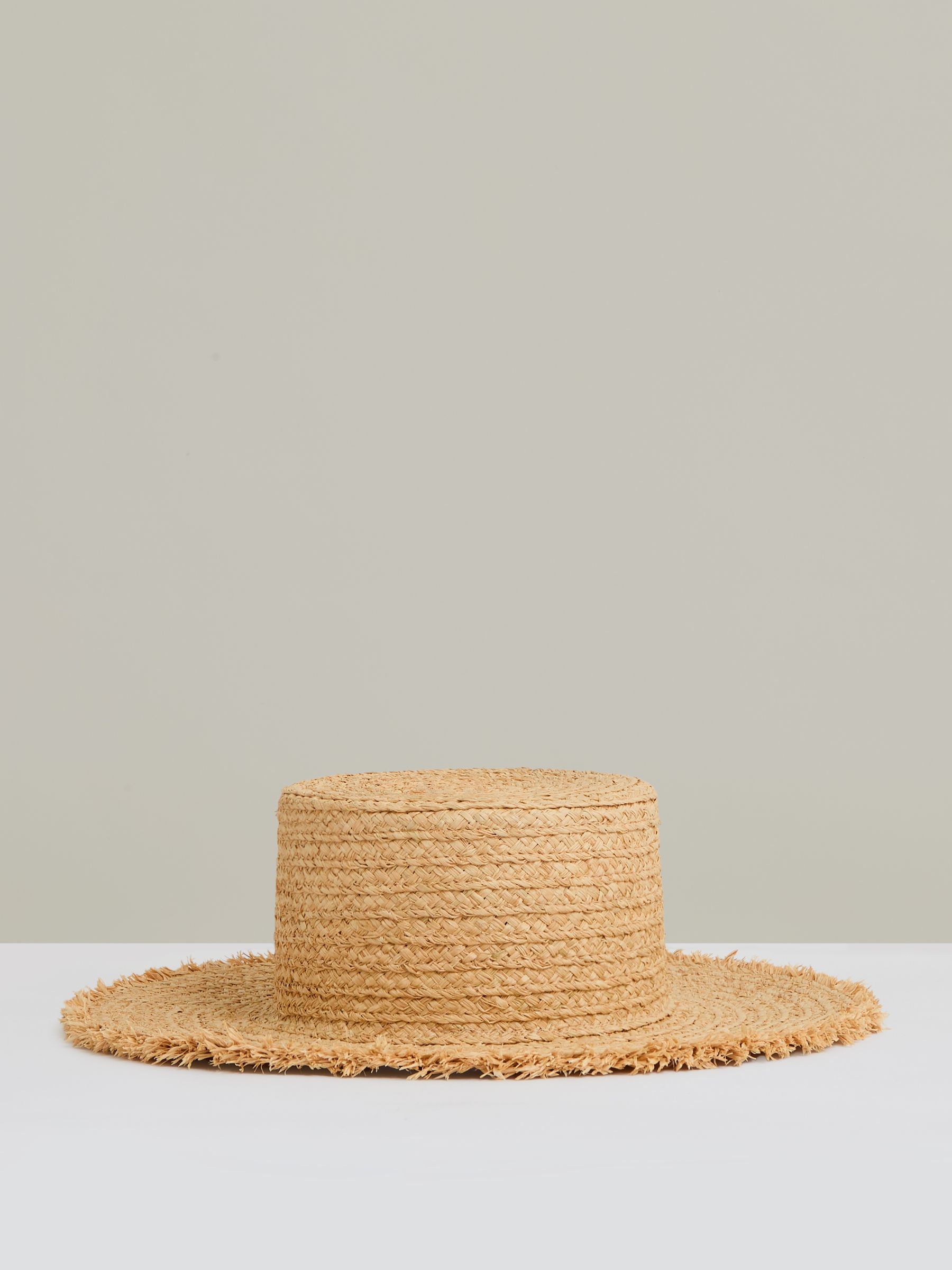 Straw Boater Hat in Natural - Image 3 of 4