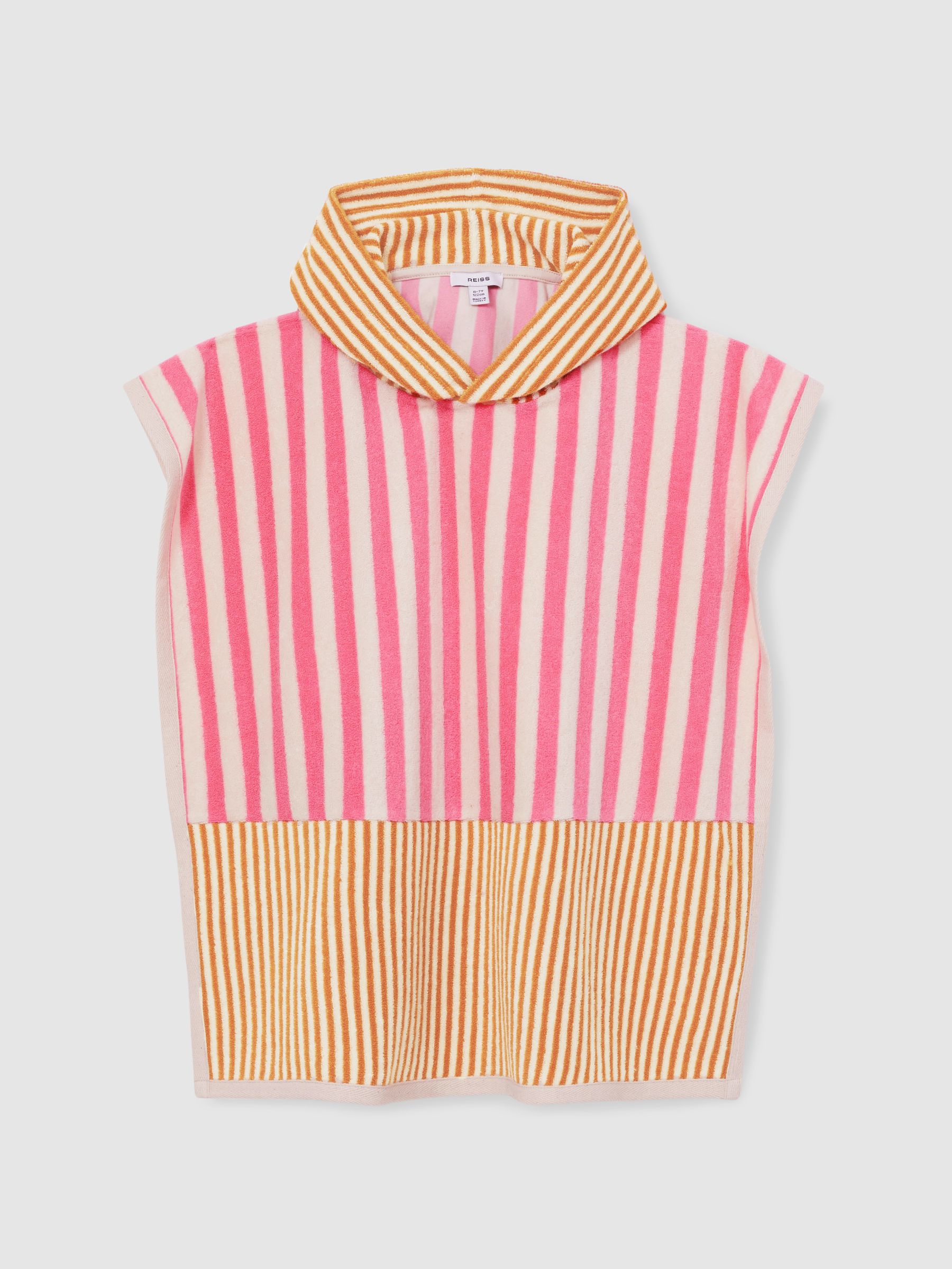 Towelling Stripe Hooded Cape in Pink - Image 2 of 5