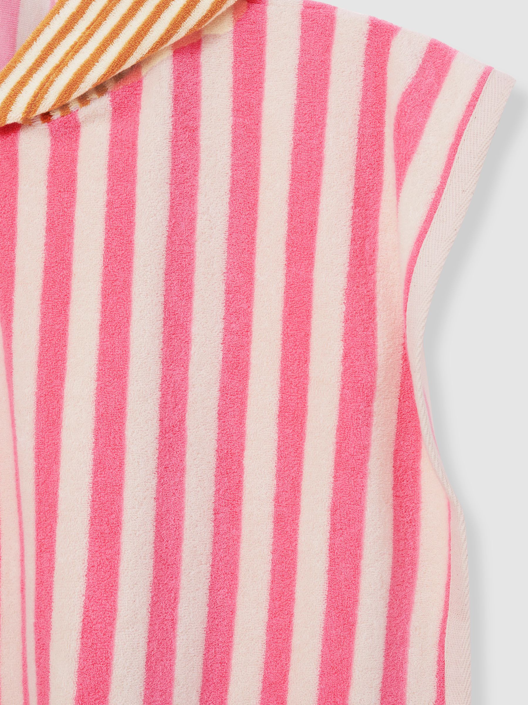 Towelling Stripe Hooded Cape in Pink - Image 5 of 5