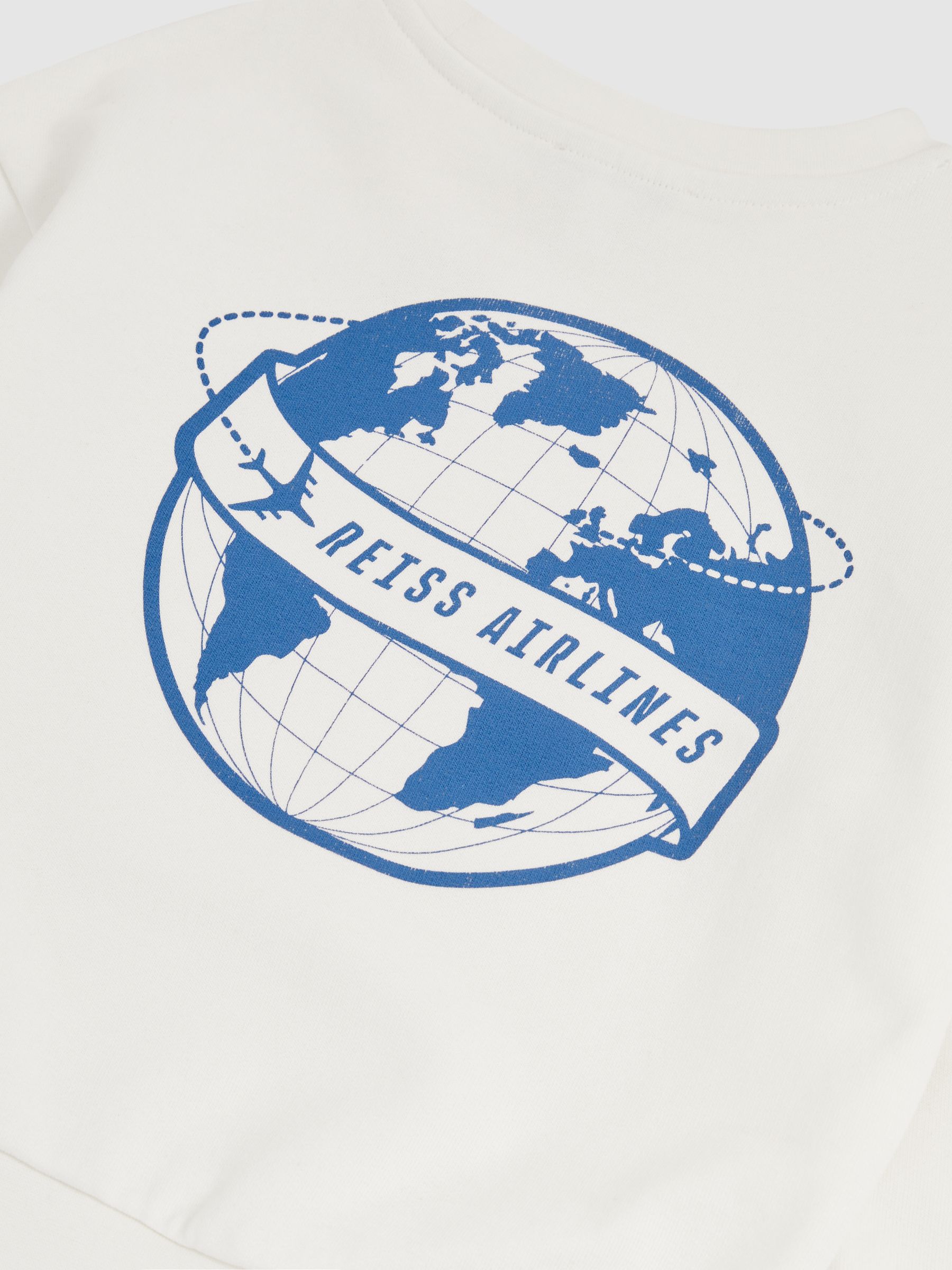 Cotton-Blend Airlines-Print Sweatshirt in White/Blue - Image 4 of 4