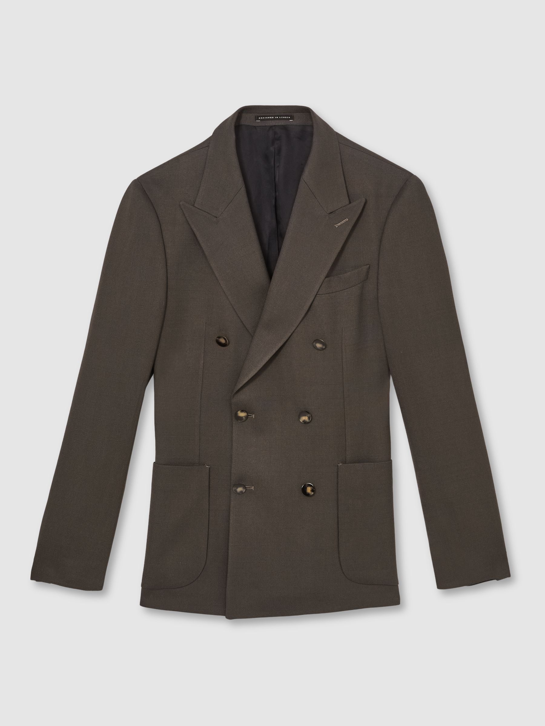 Slim Fit Double Breasted Suit Blazer in Dark Green - Image 2 of 8
