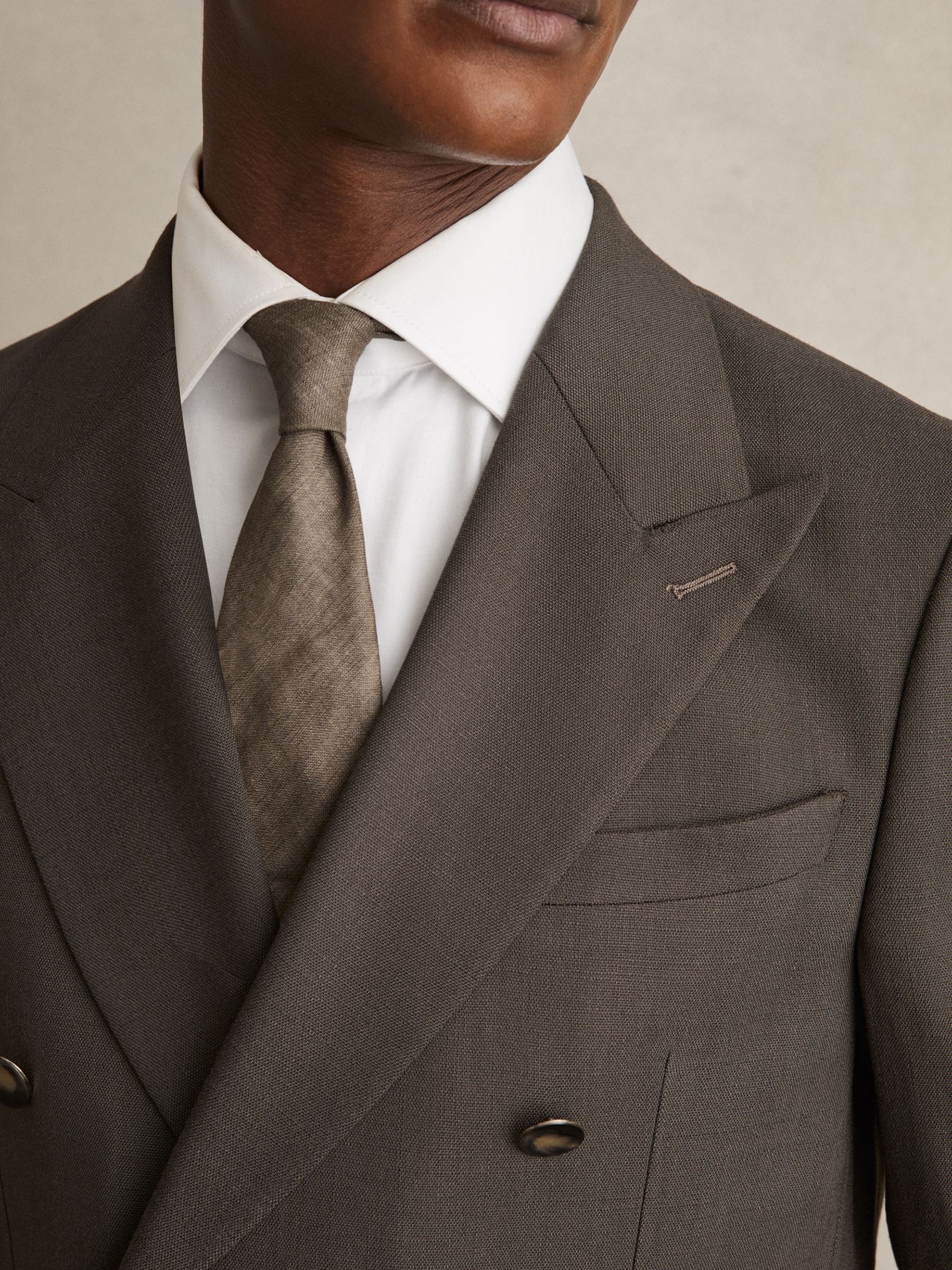 Slim Fit Double Breasted Suit Blazer in Dark Green - Image 4 of 8