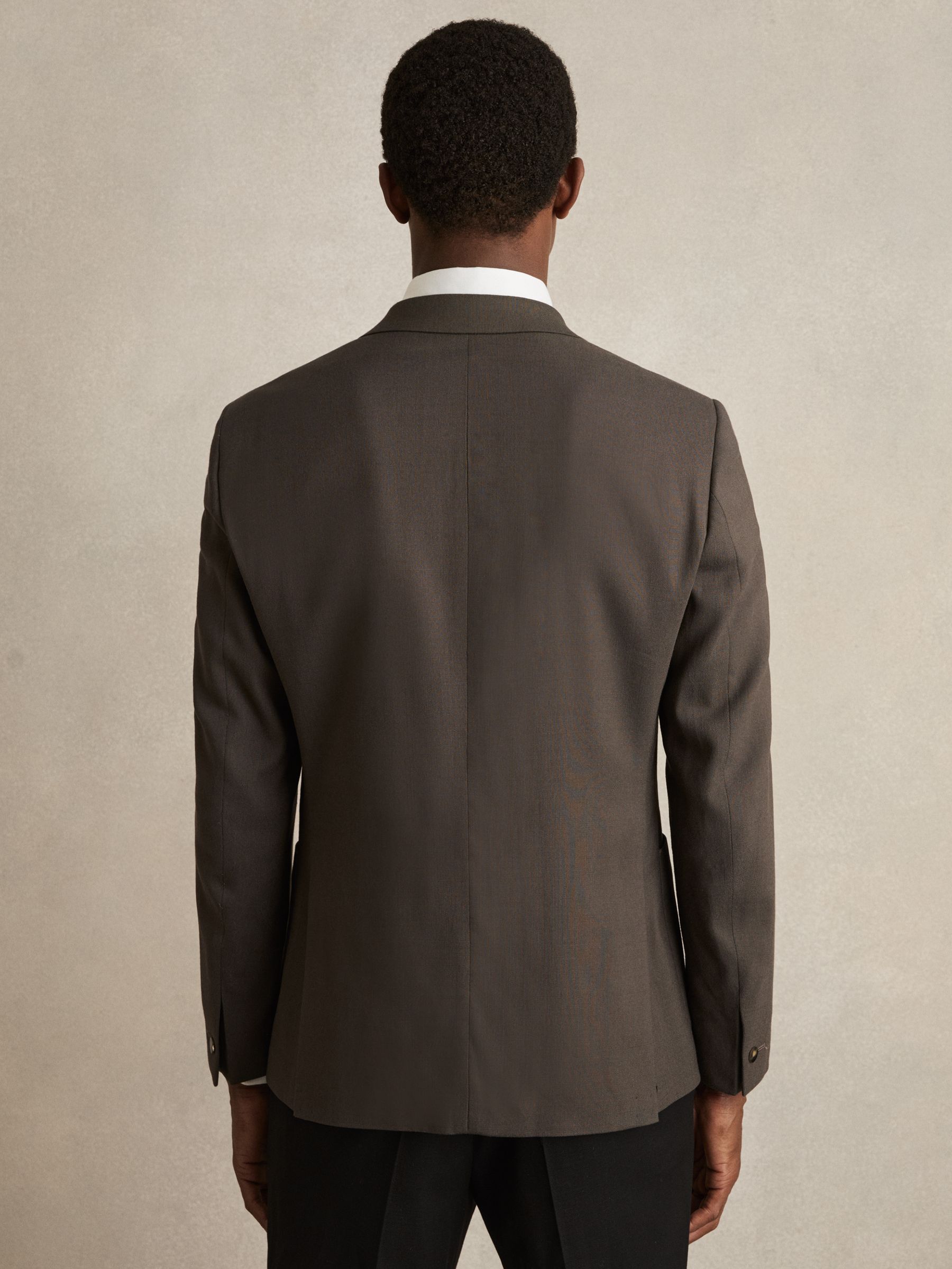 Slim Fit Double Breasted Suit Blazer in Dark Green - Image 6 of 8
