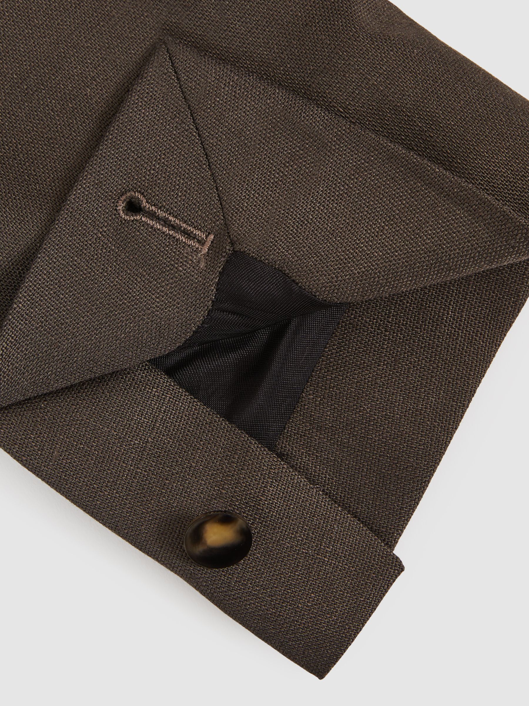 Slim Fit Double Breasted Suit Blazer in Dark Green - Image 8 of 8