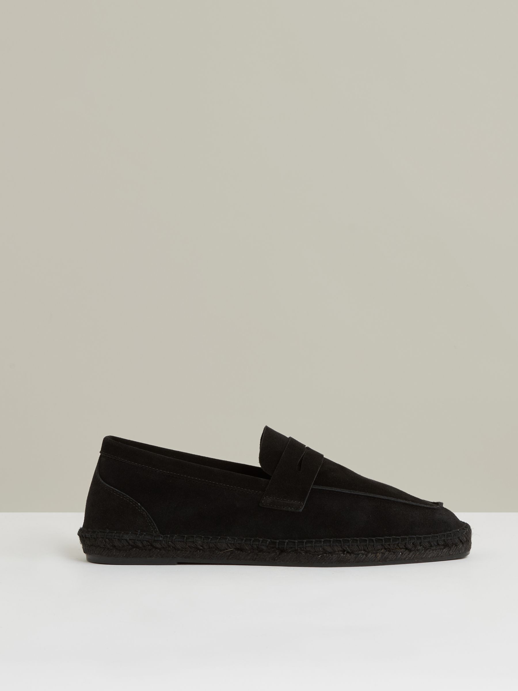 Suede Penny-Strap Espadrilles in All Black - Image 1 of 6