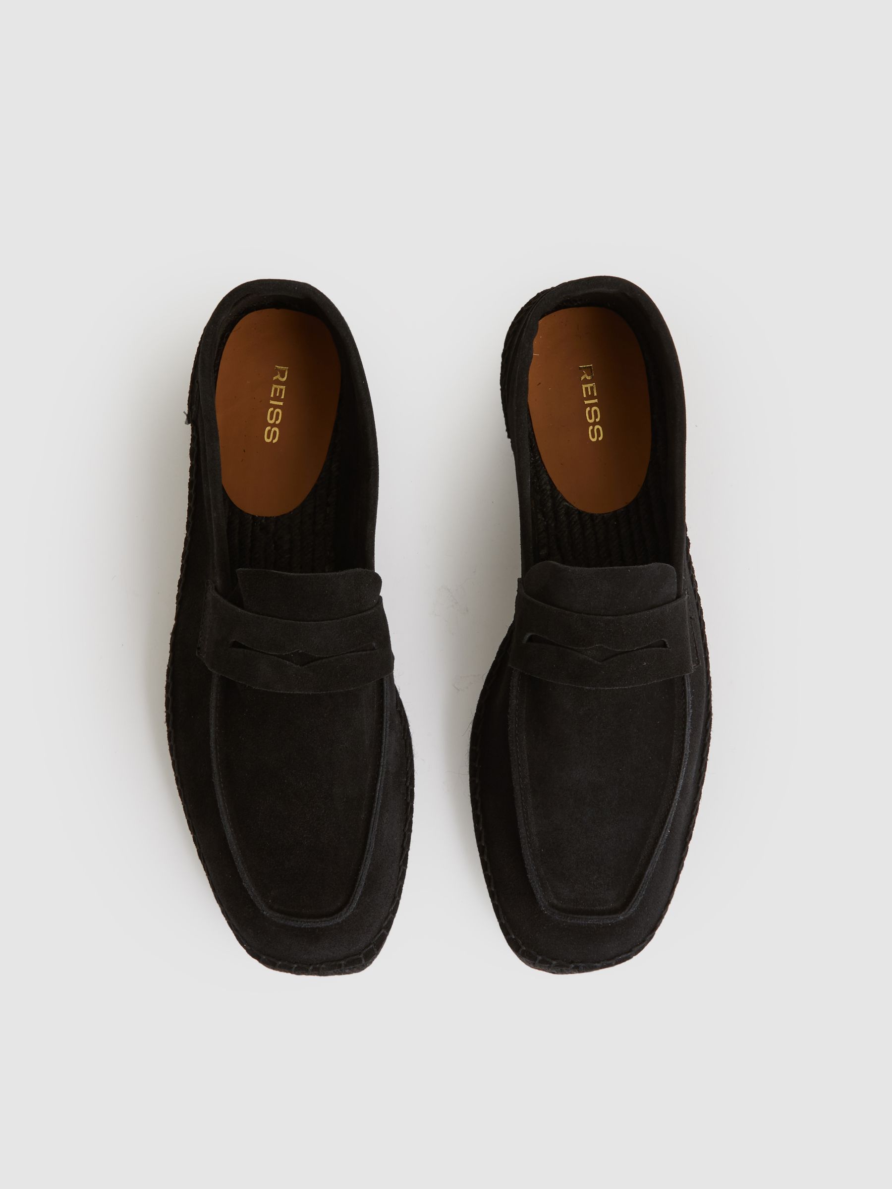 Suede Penny-Strap Espadrilles in All Black - Image 3 of 6