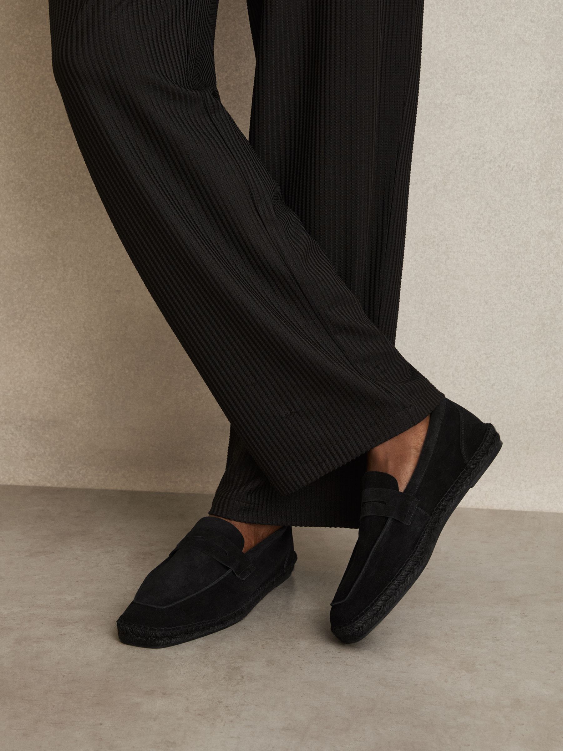Suede Penny-Strap Espadrilles in All Black - Image 5 of 6