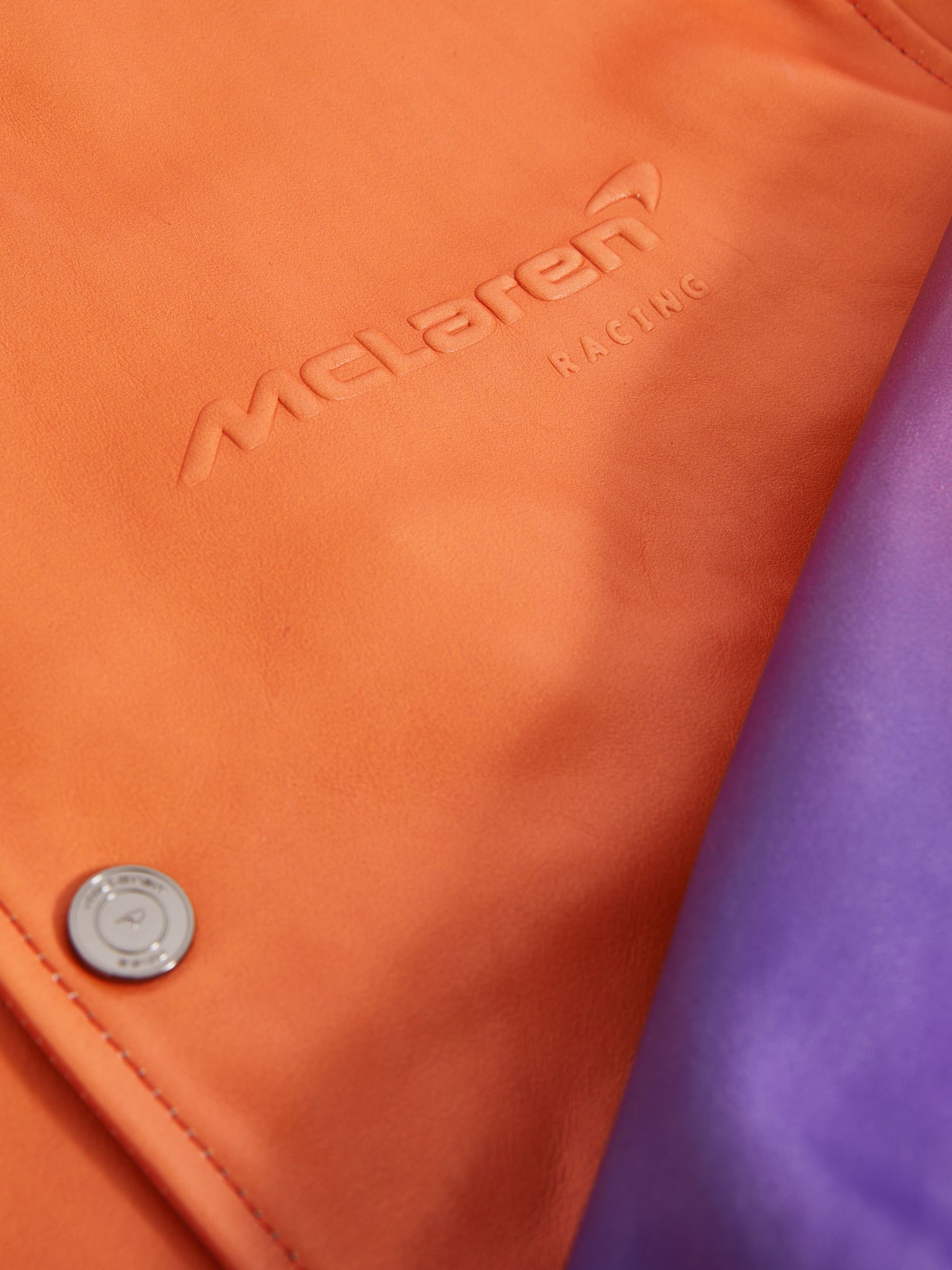 McLaren F1 Team Ombré Leather Jacket in Papaya Orange/Purple - Image 6 of 8