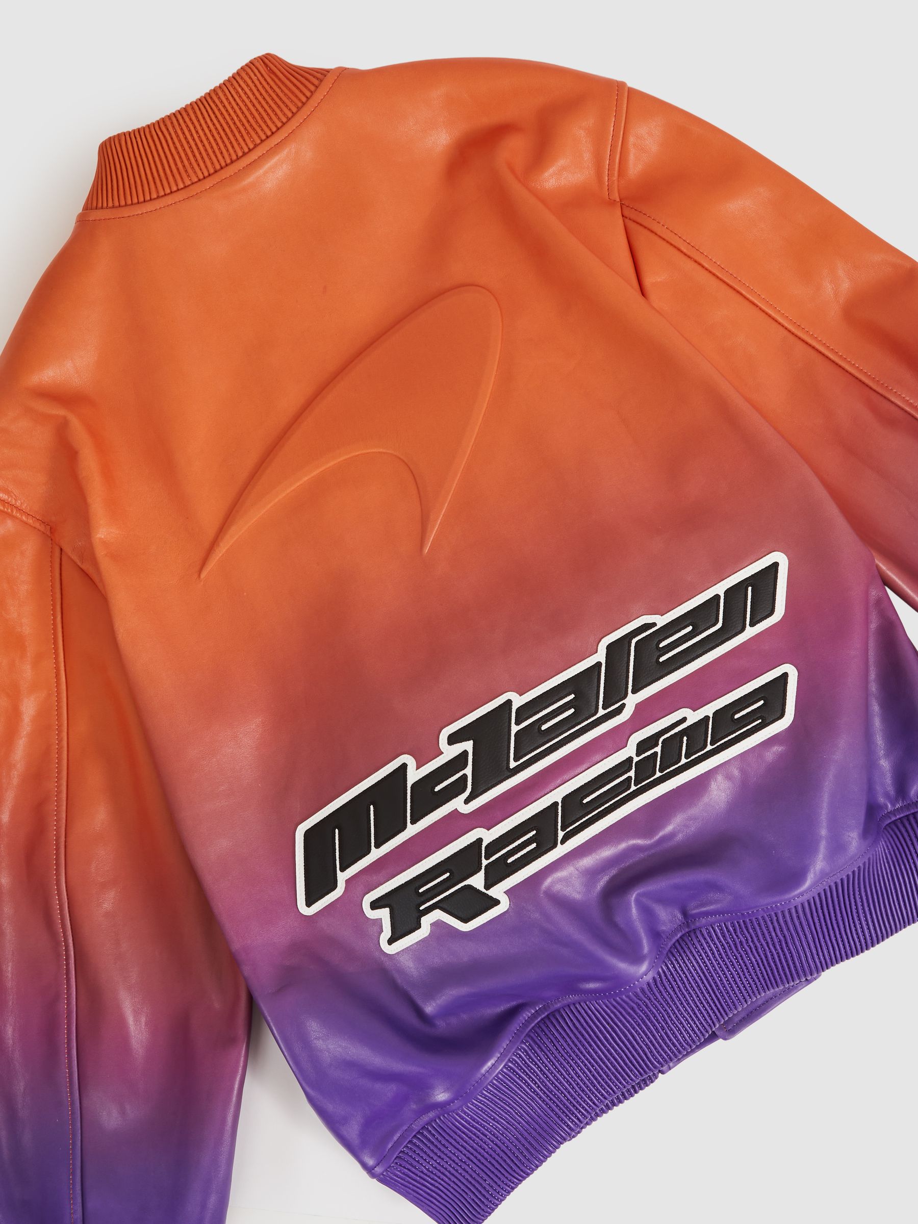 McLaren F1 Team Ombré Leather Jacket in Papaya Orange/Purple - Image 8 of 8