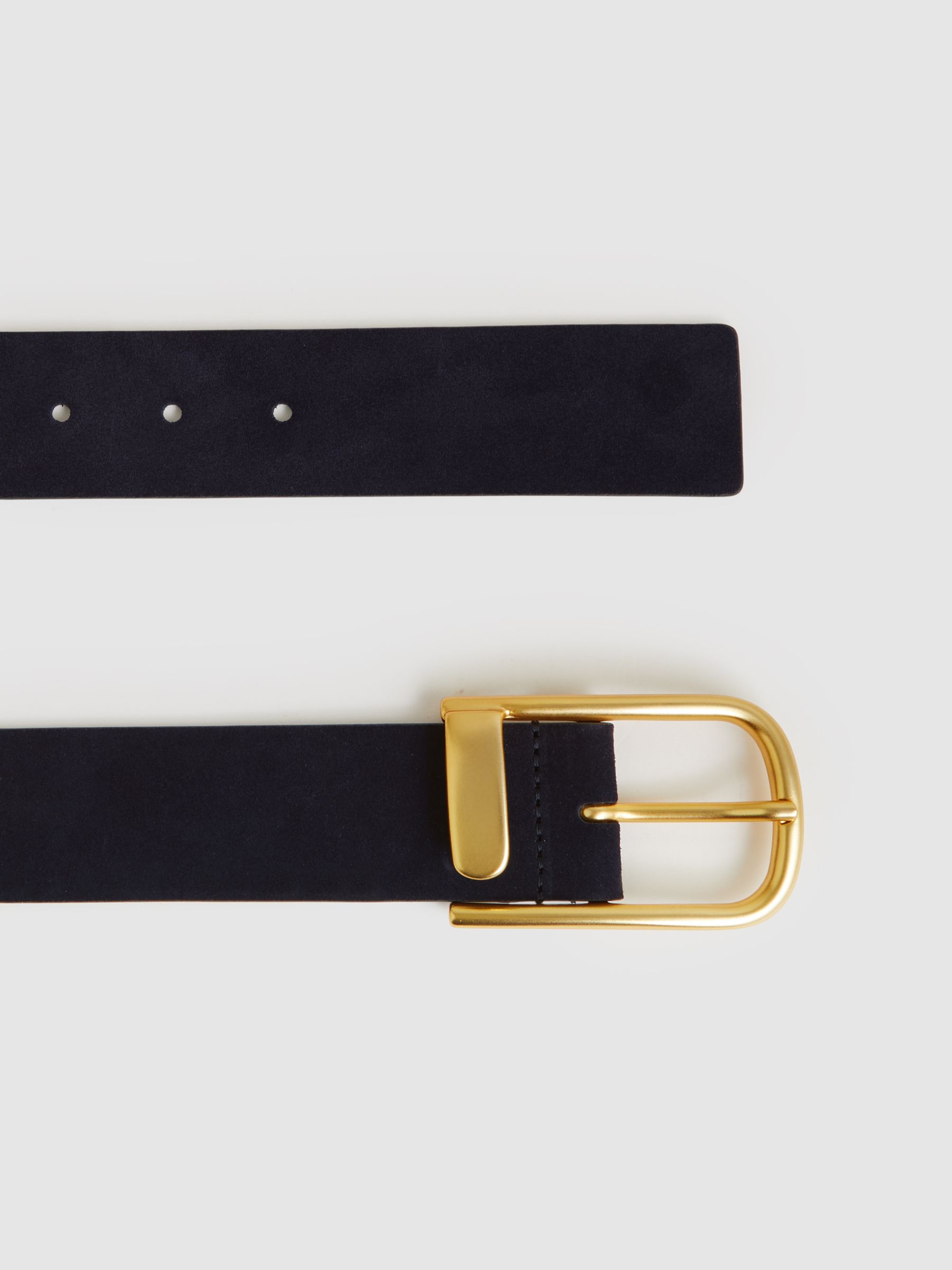 Leather Half Keeper Belt in Navy - Image 3 of 5