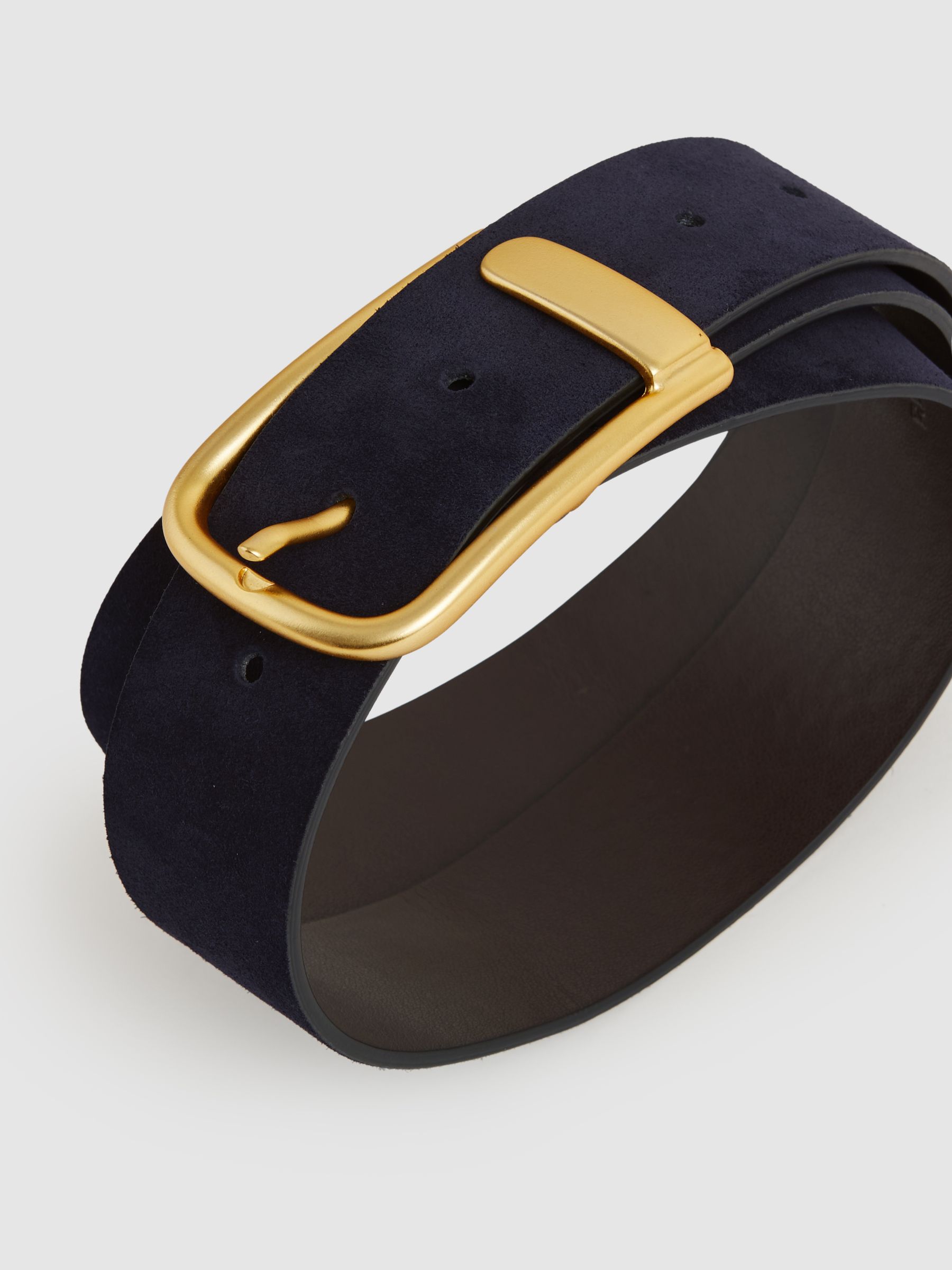 Leather Half Keeper Belt in Navy - image 4