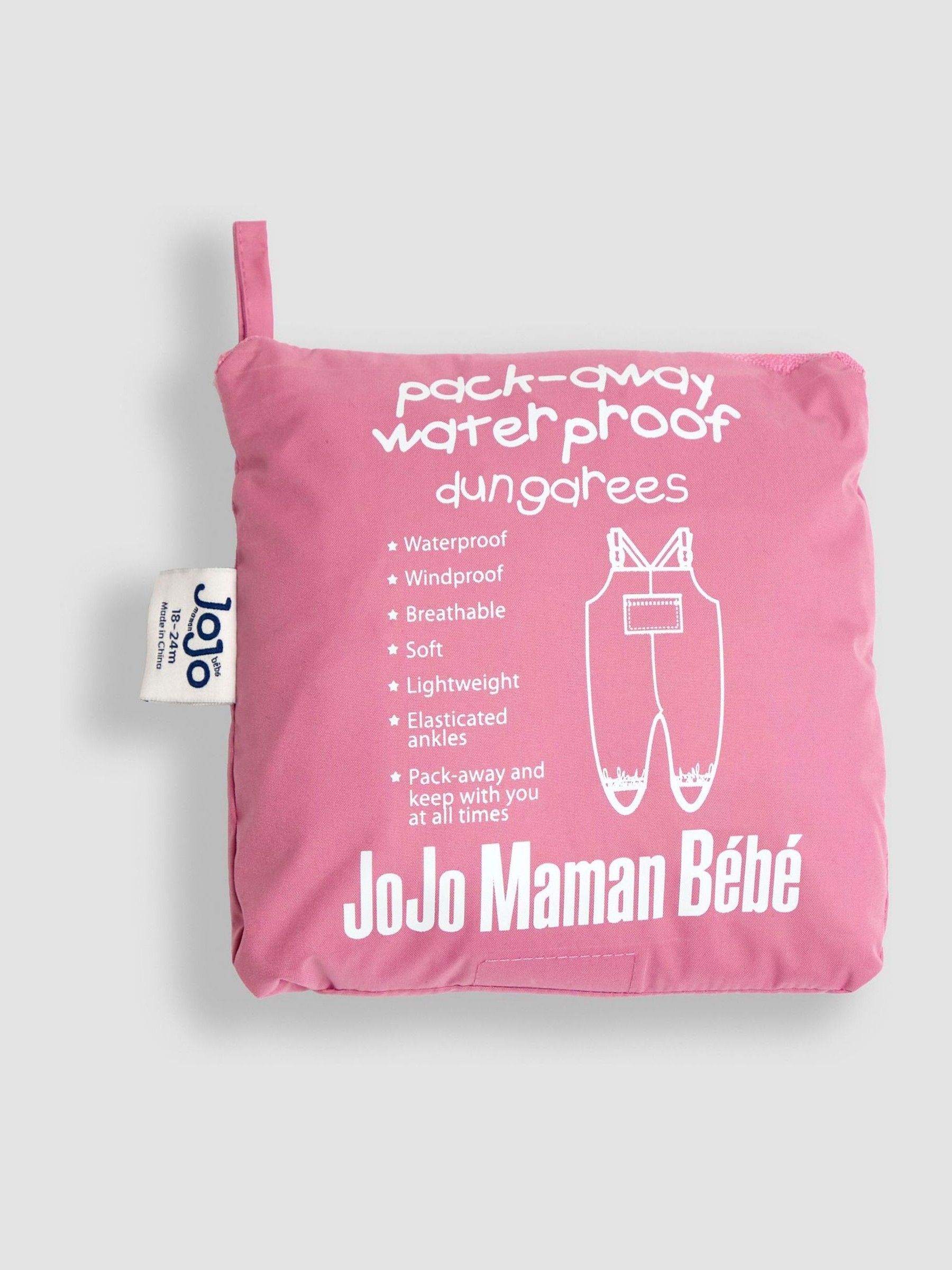 Pink Pack-Away Waterproof Dungarees - Image 10 of 10