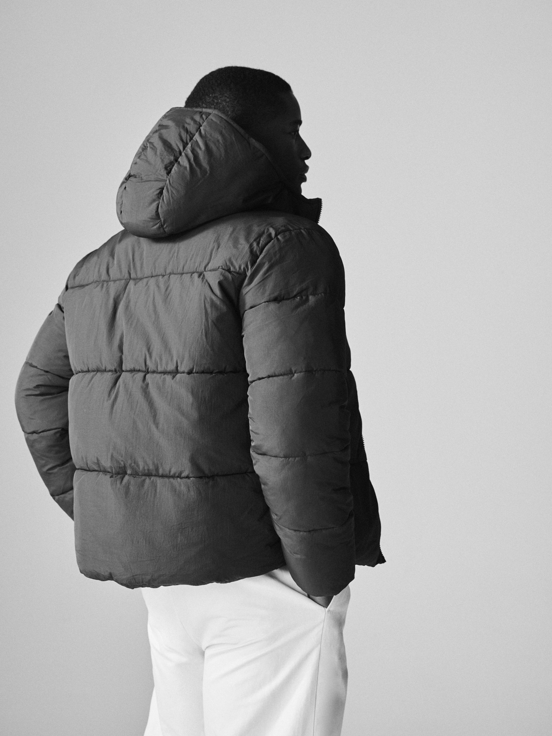 Dark Khaki - Short Hooded Puffer Coat - Image 5 of 10