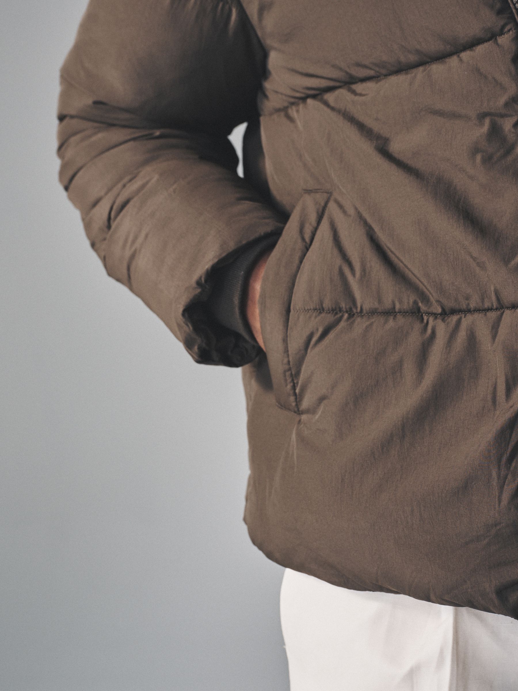 Dark Khaki - Short Hooded Puffer Coat - Image 7 of 10