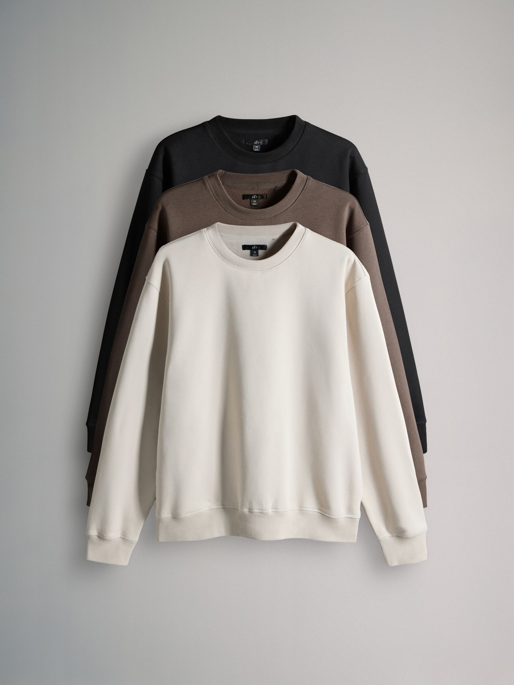 Black/Brown - 3 Pack Crew Neck Sweatshirt - Image 1 of 6