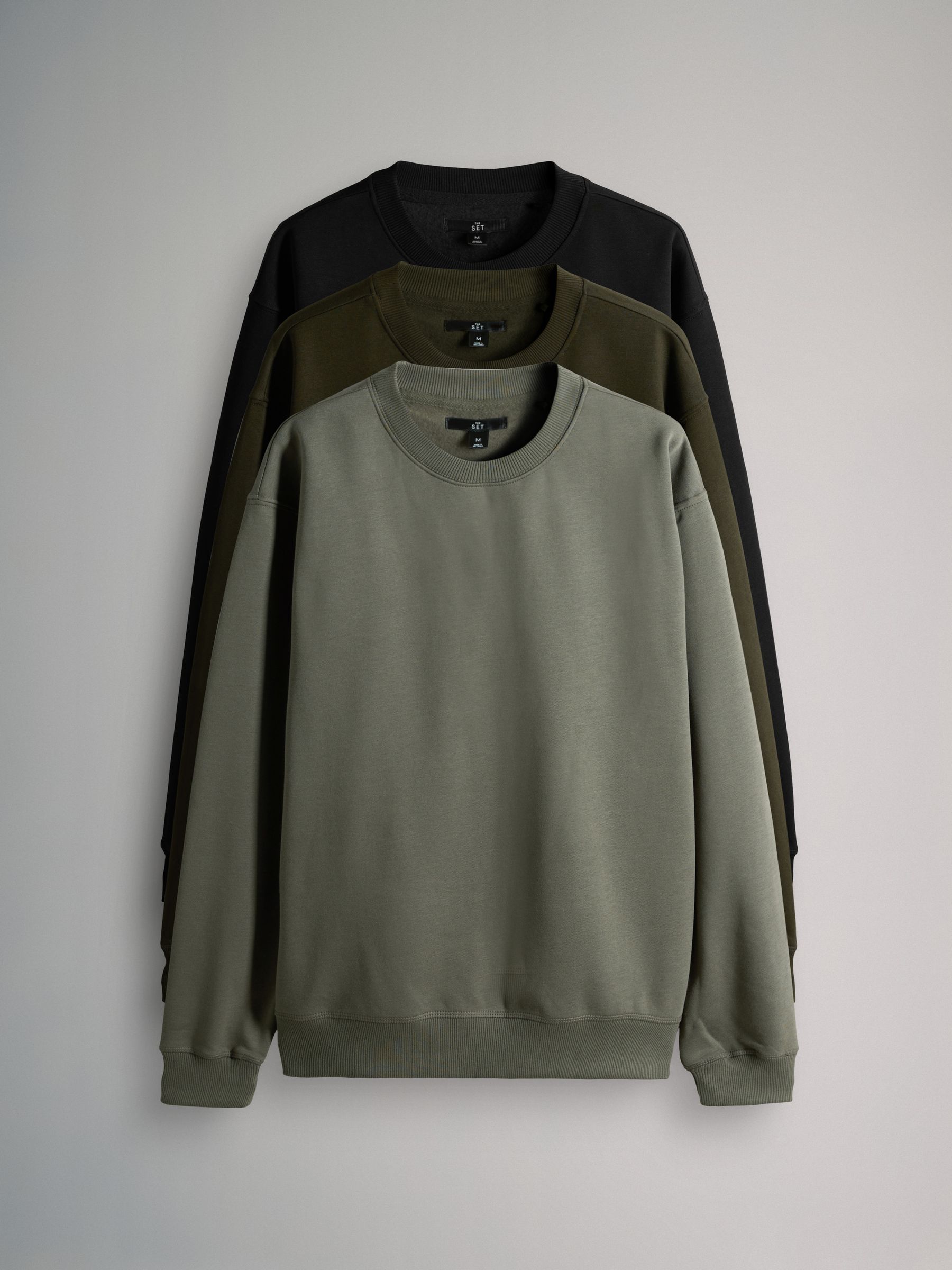 Black/Green - 3 Pack Crew Neck Sweatshirt - Image 2 of 13