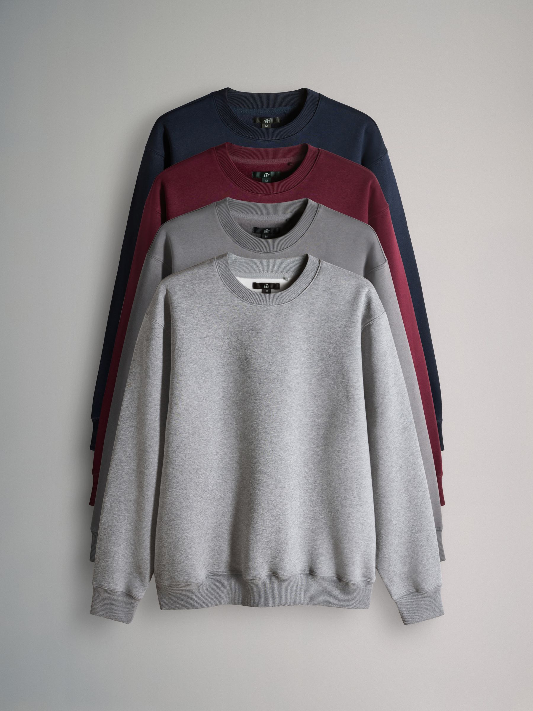 Black/Burgundy Crew Neck Relaxed Fit Sweatshirts 4 Pack - Image 1 of 7