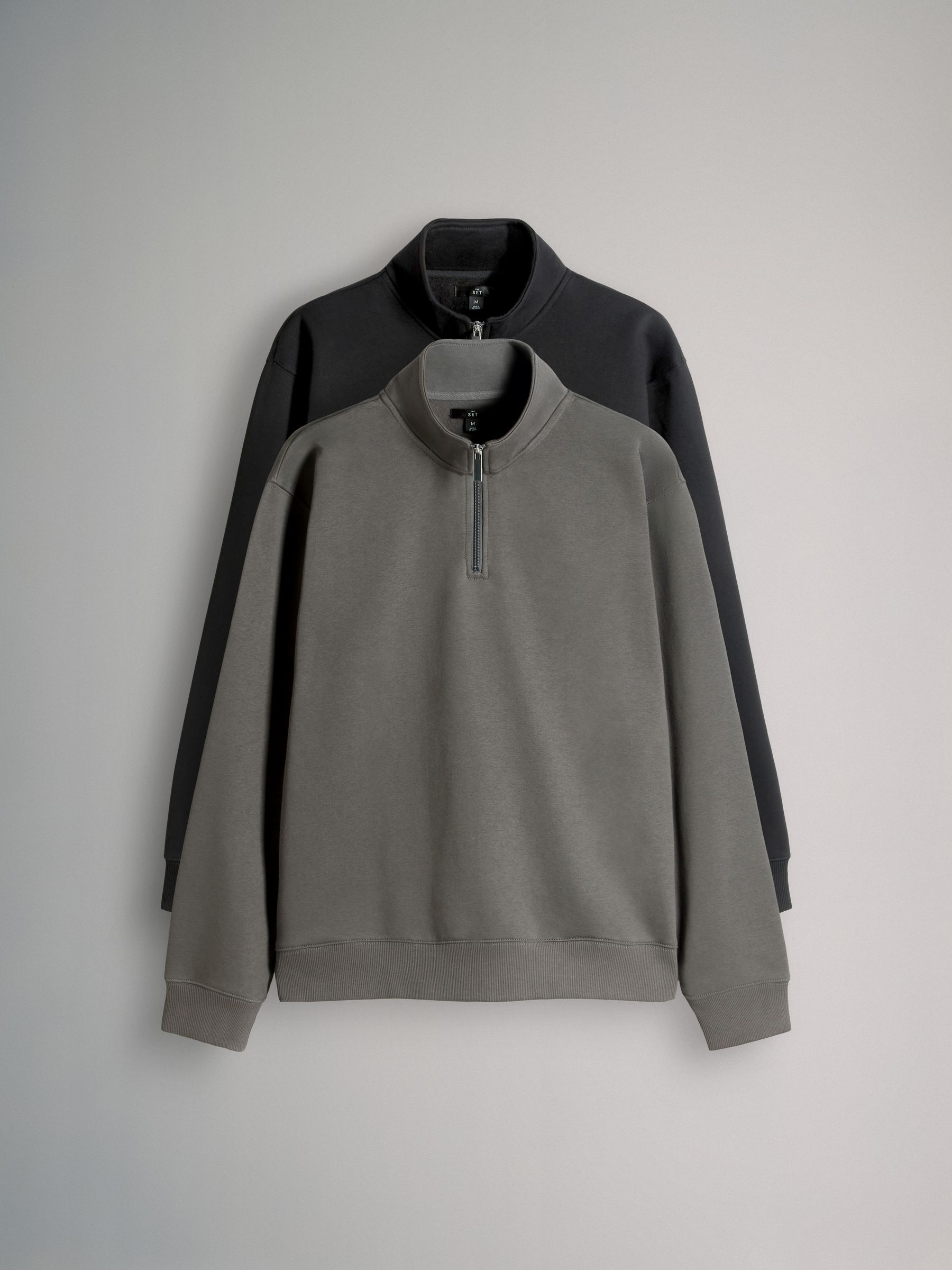 Black/Grey - 2 Pack Zip Neck Sweatshirt - Image 1 of 5