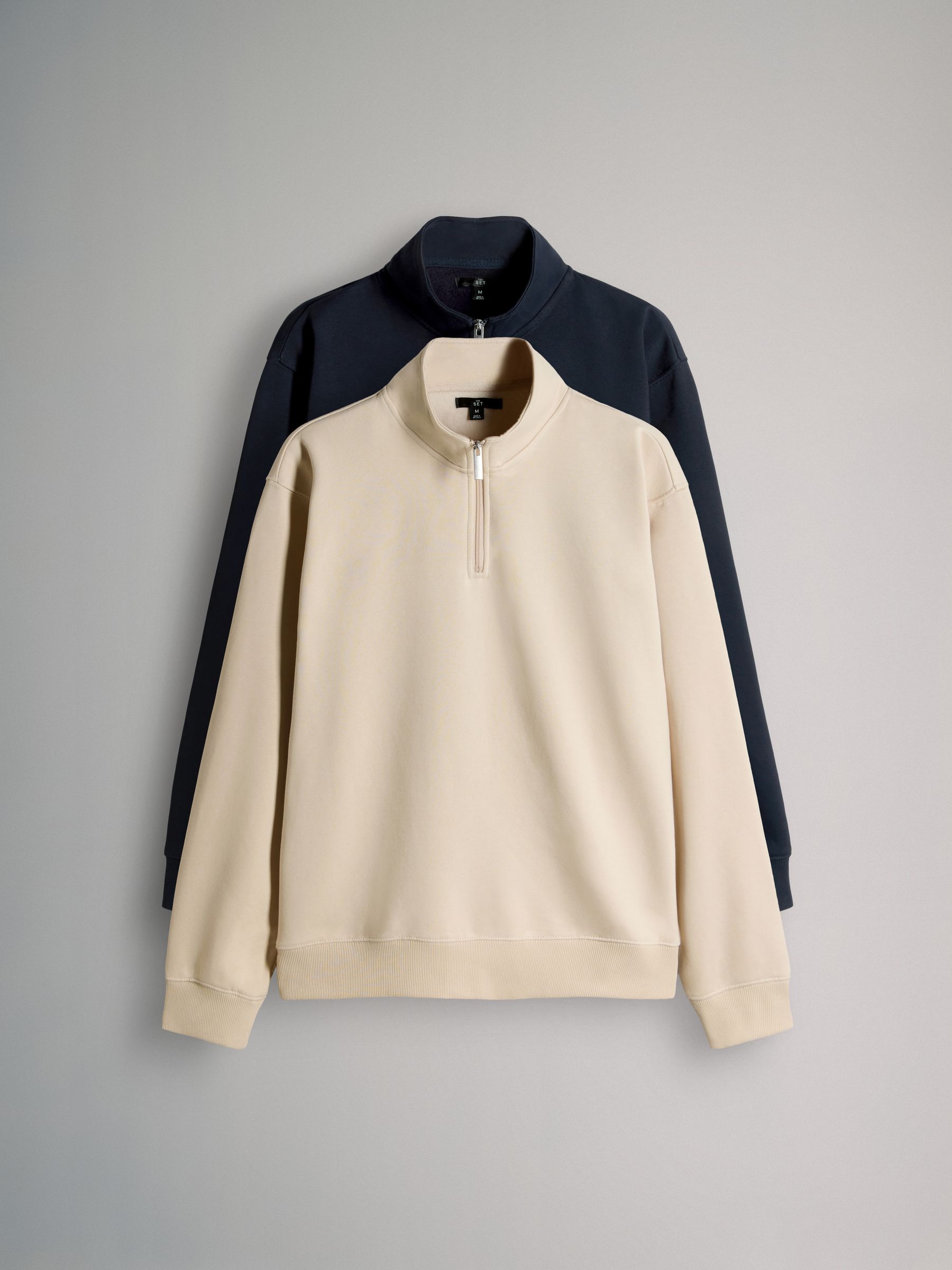 Navy Blue/Brown - 2 Pack Zip Neck Sweatshirt - Image 2 of 11