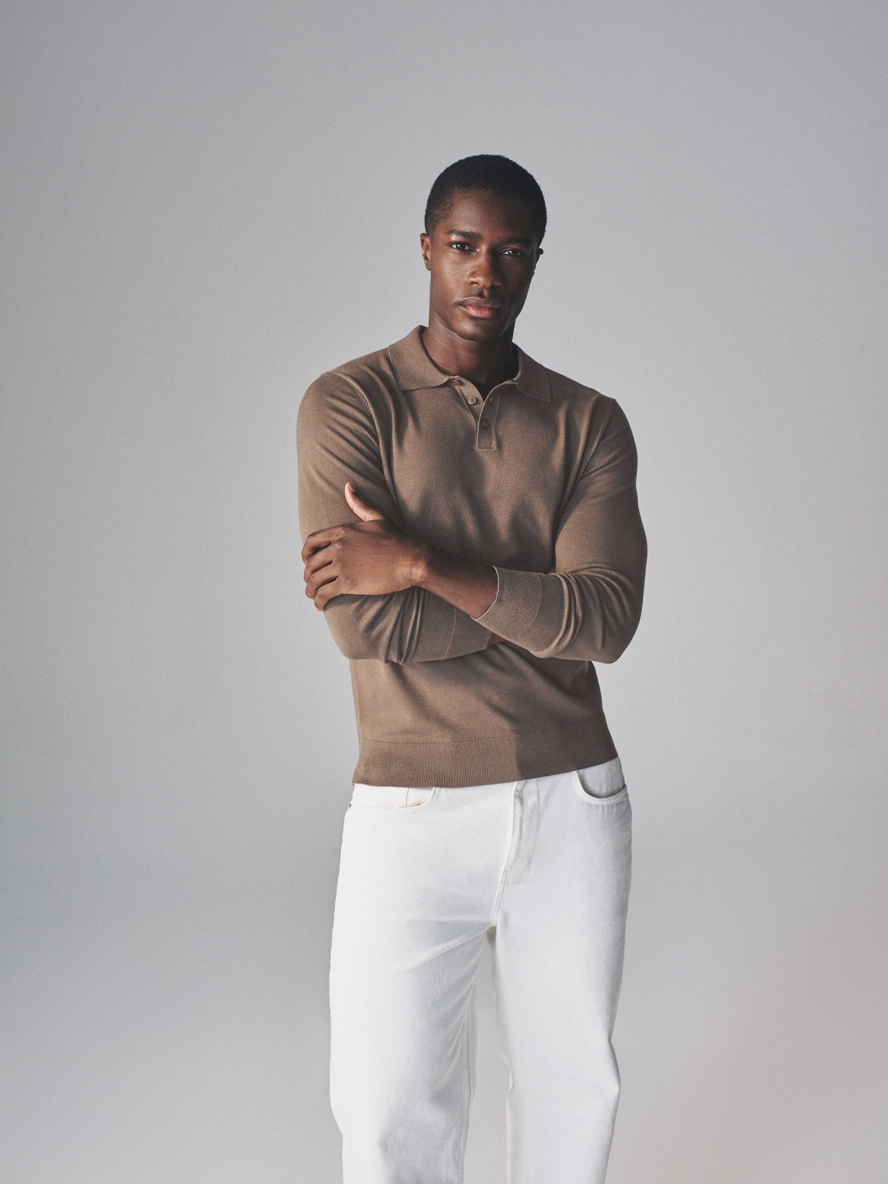 Brown - 3 Pack Long Sleeve Knitted Polo Jumpers - Image 3 of 11