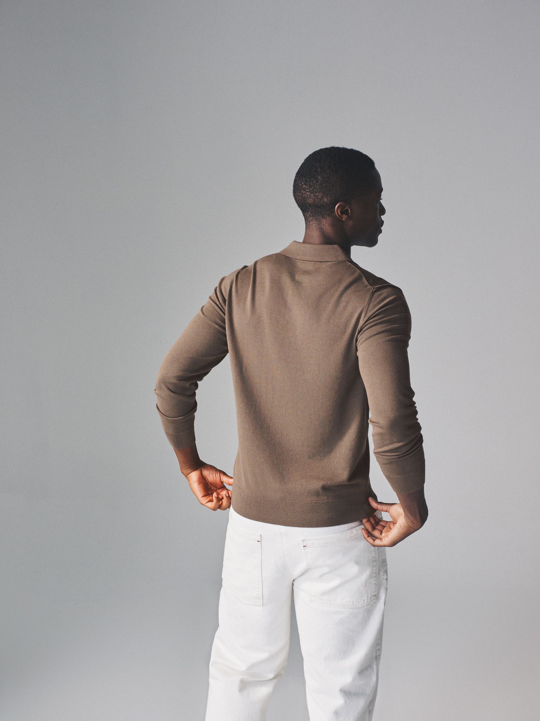 Brown - 3 Pack Long Sleeve Knitted Polo Jumpers - Image 4 of 11
