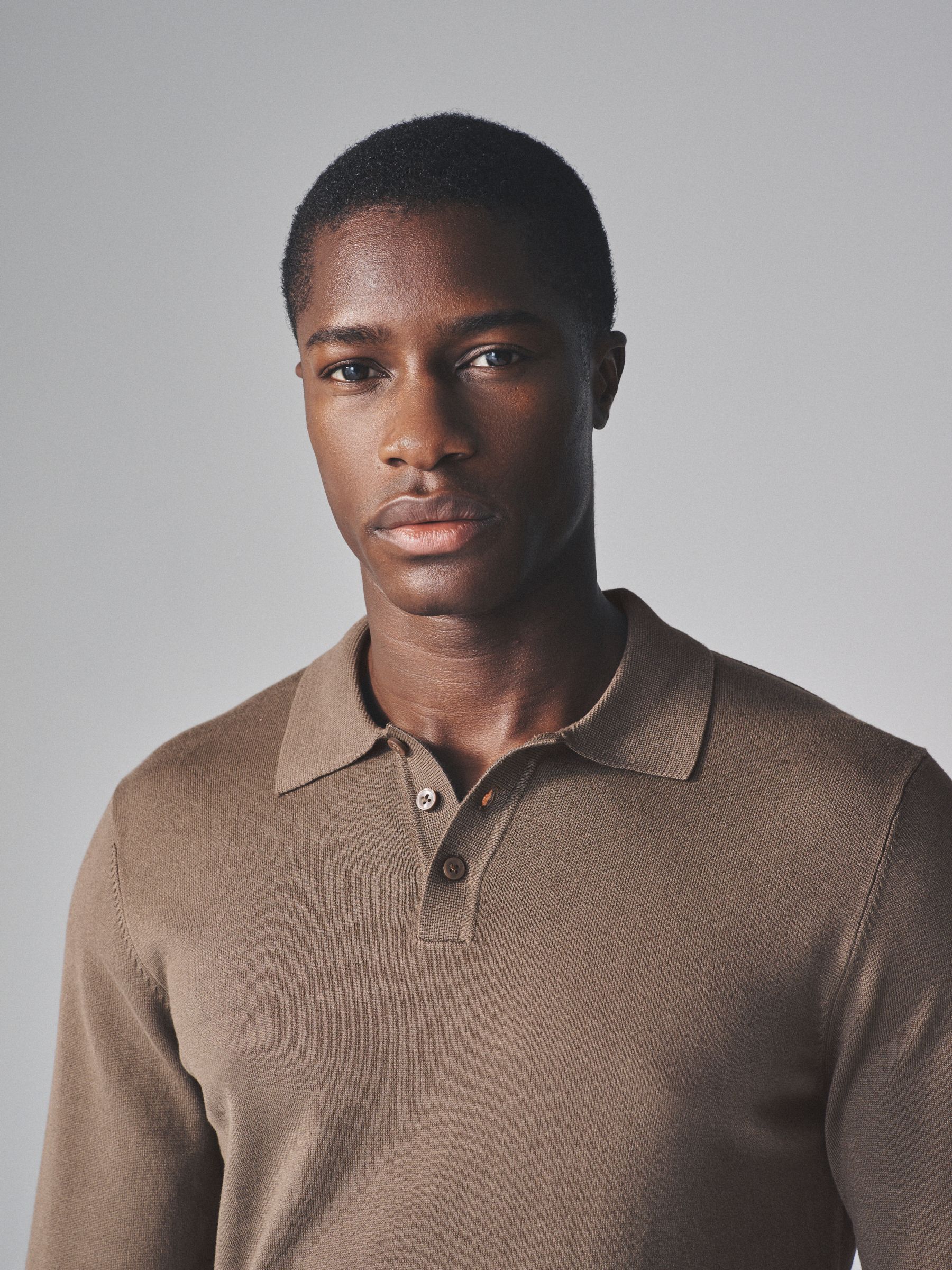 Brown - 3 Pack Long Sleeve Knitted Polo Jumpers - Image 6 of 11