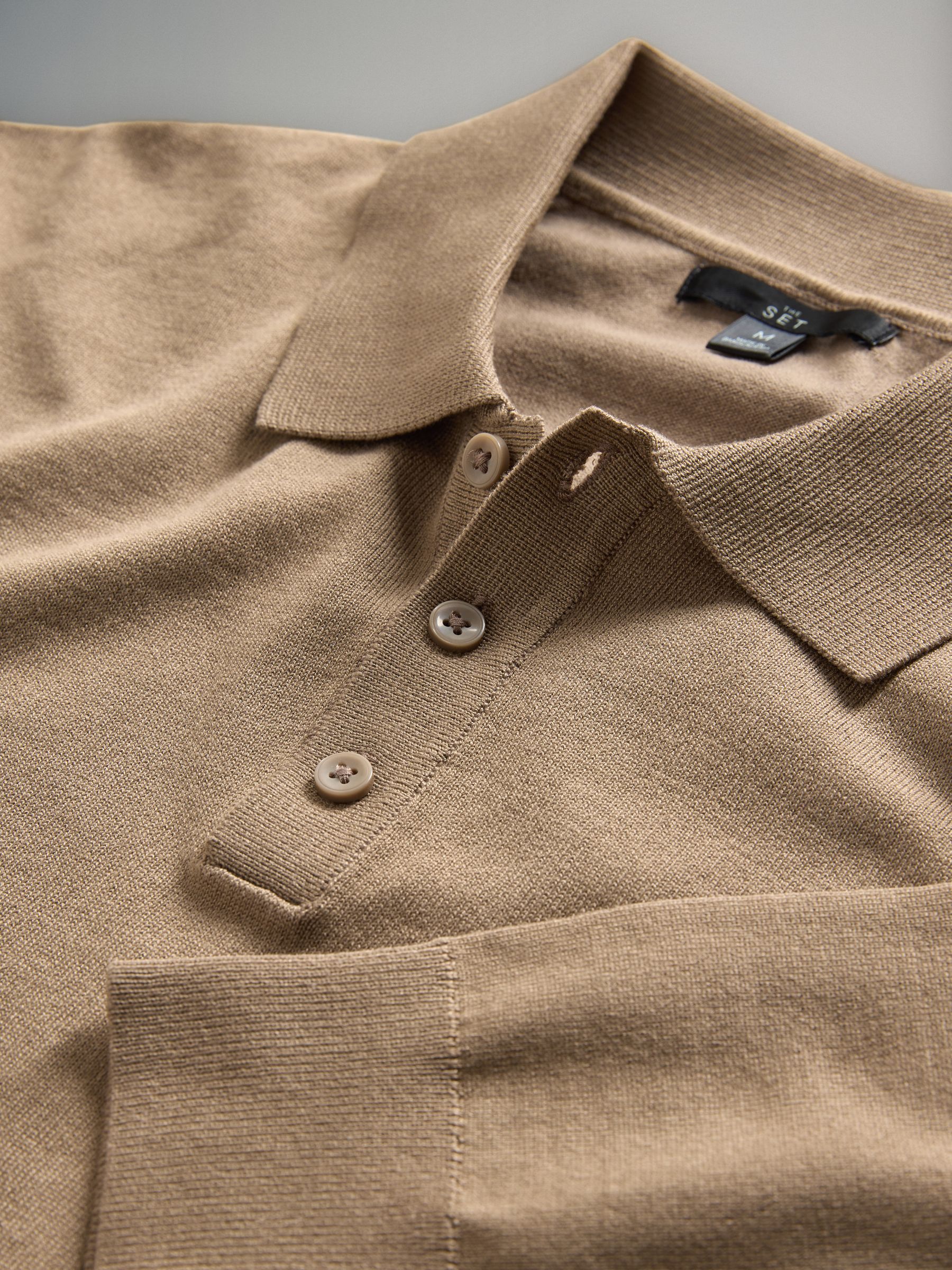 Brown 3 Pack Long Sleeve Knitted Polo Jumpers - Image 6 of 6