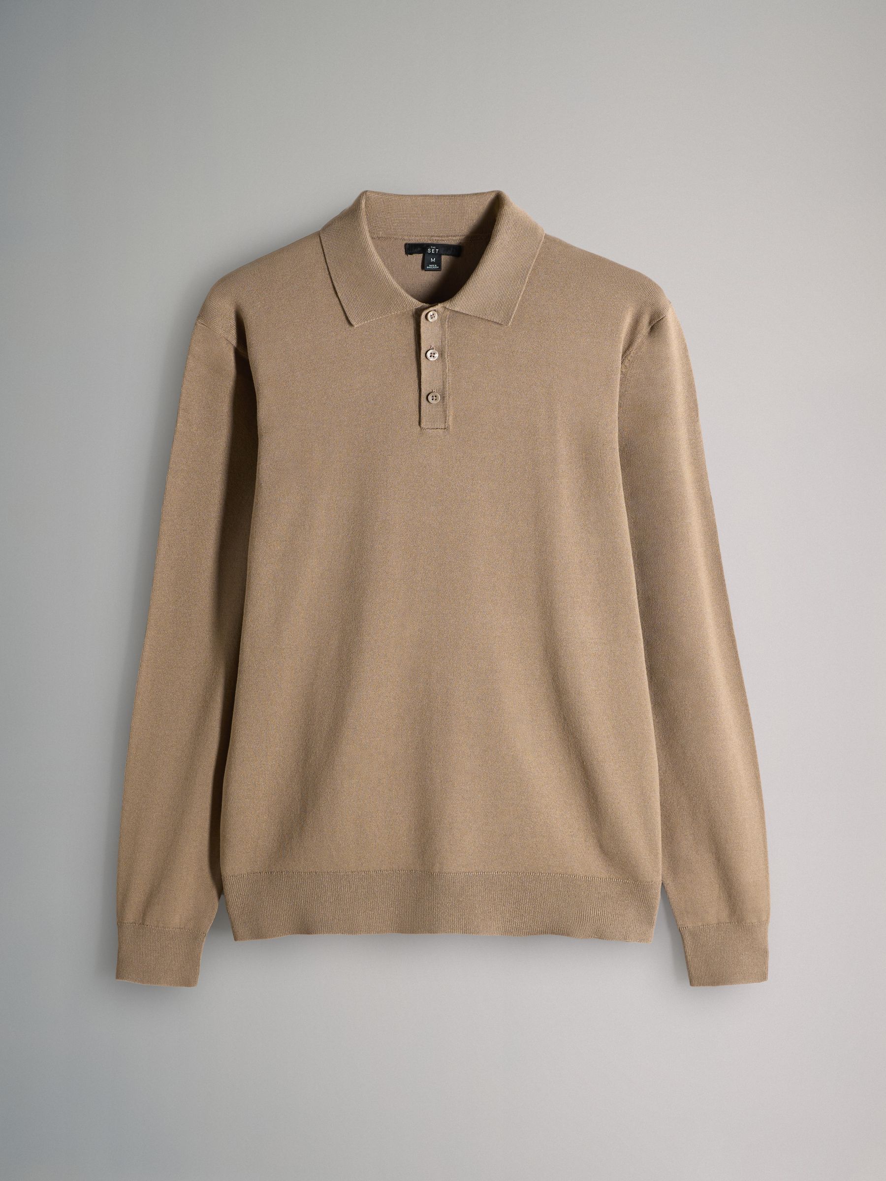 Brown - 3 Pack Long Sleeve Knitted Polo Jumpers - Image 7 of 11