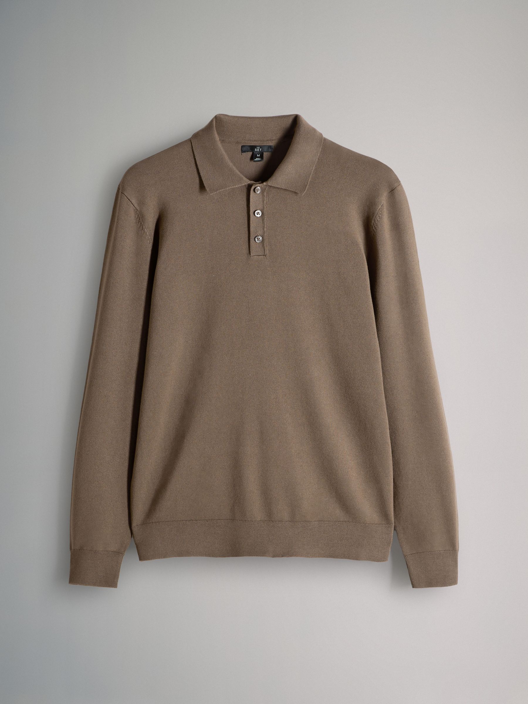 Brown - 3 Pack Long Sleeve Knitted Polo Jumpers - Image 8 of 11