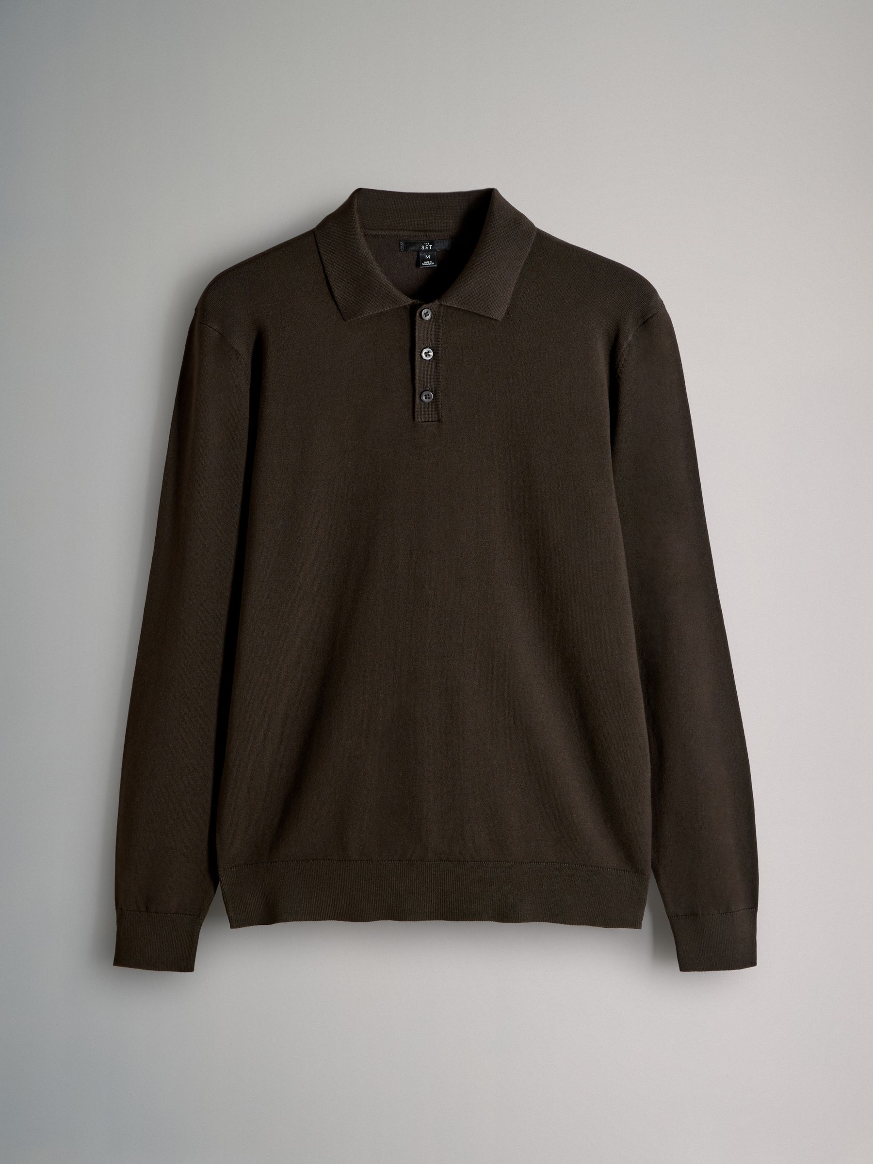 Brown - 3 Pack Long Sleeve Knitted Polo Jumpers - Image 9 of 11