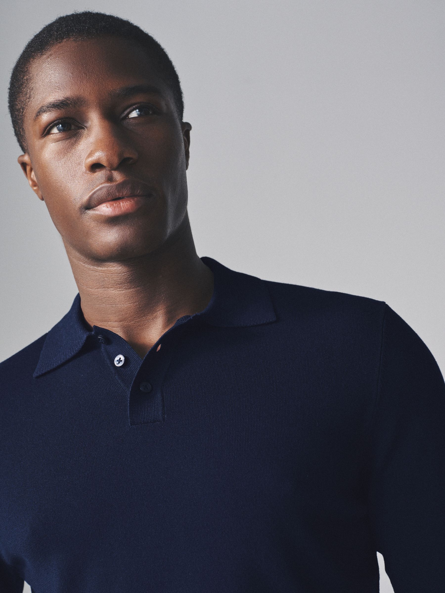 Navy Blue/Khaki/Brown - 3 Pack Long Sleeve Knitted Polo Jumpers - Image 4 of 9