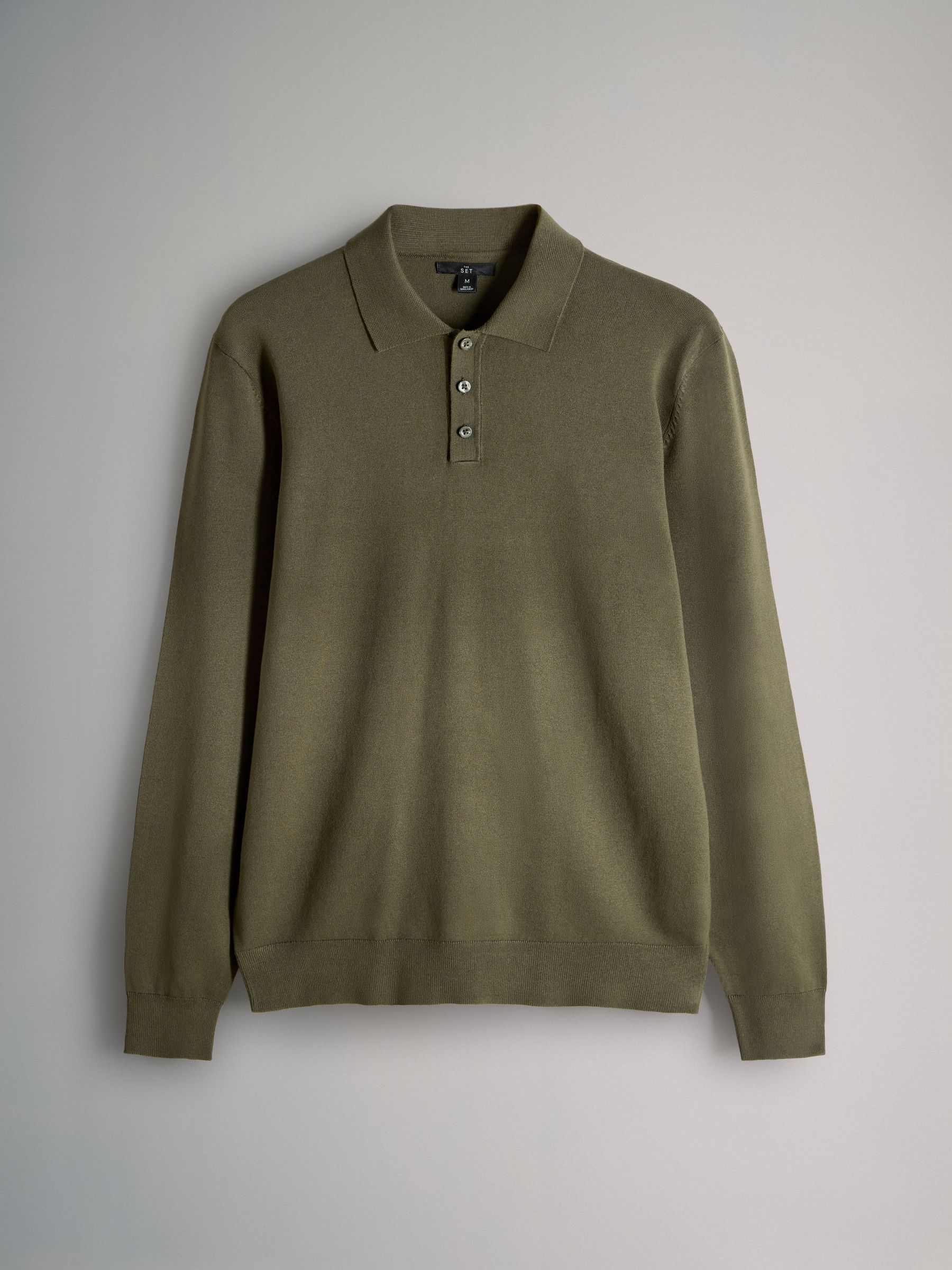 Navy Blue/Khaki/Brown - 3 Pack Long Sleeve Knitted Polo Jumpers - Image 5 of 9