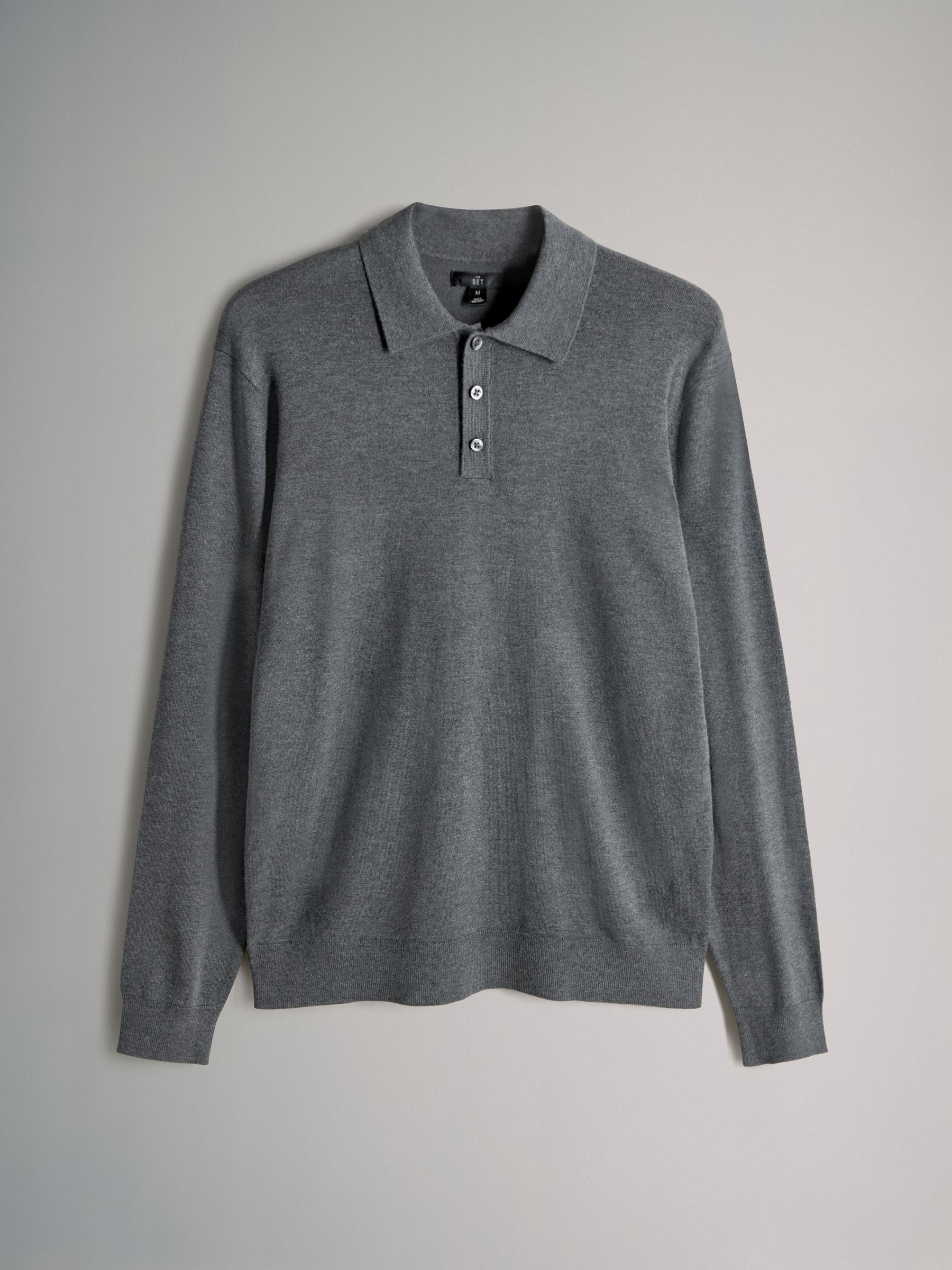 Black/Grey/Brown - 3 Pack Long Sleeve Knitted Polo Jumpers - Image 6 of 11