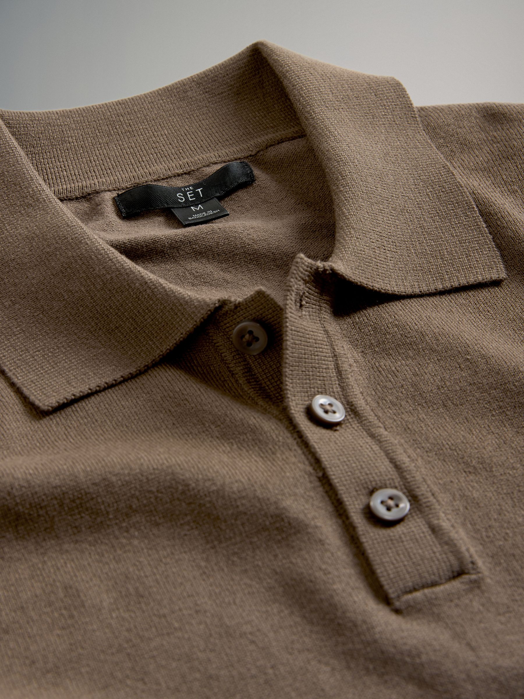 Black/Grey/Brown 3 Pack Long Sleeve Knitted Polo Jumpers - Image 6 of 6