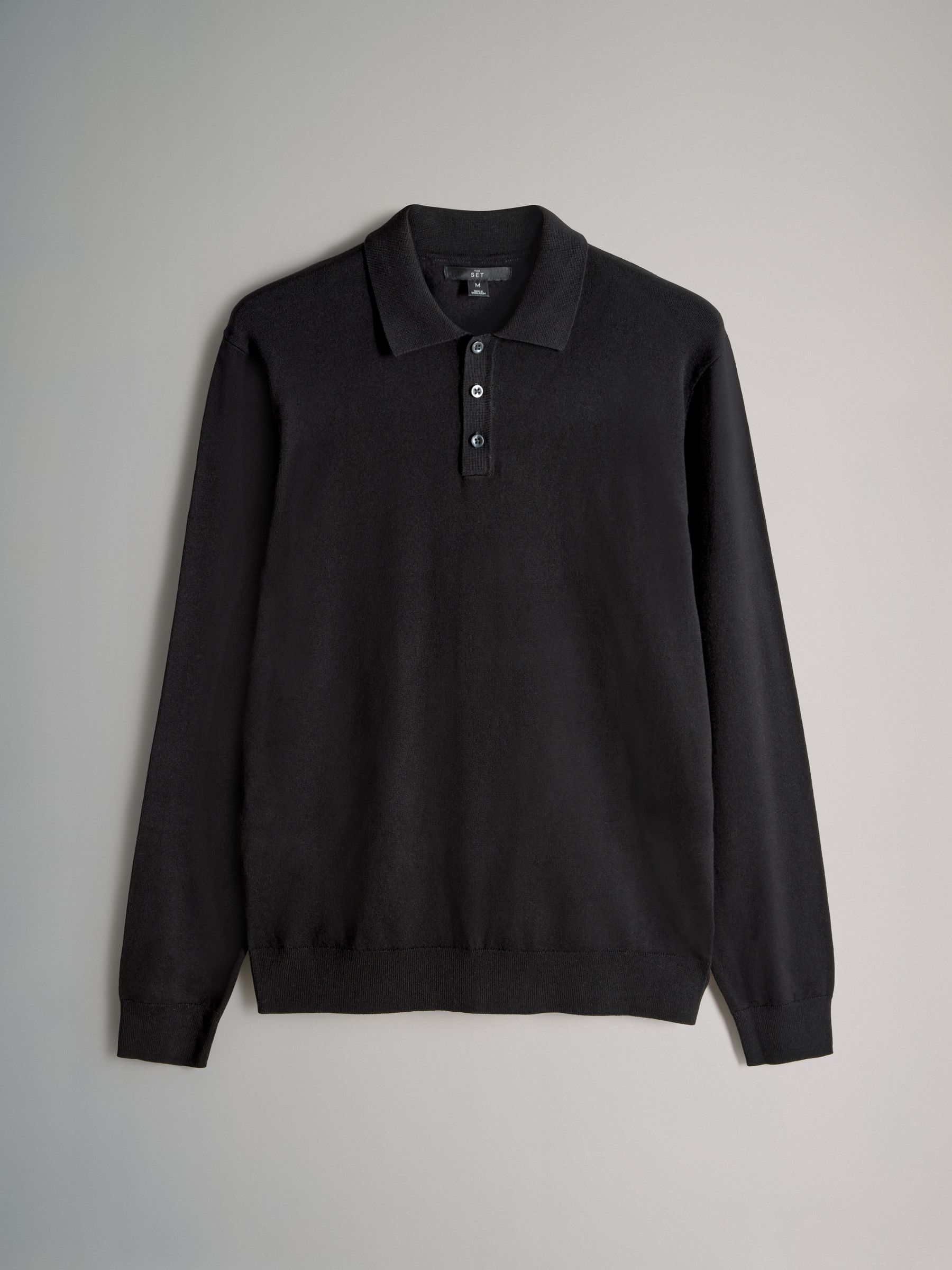 Black/Grey/Brown - 3 Pack Long Sleeve Knitted Polo Jumpers - Image 7 of 11
