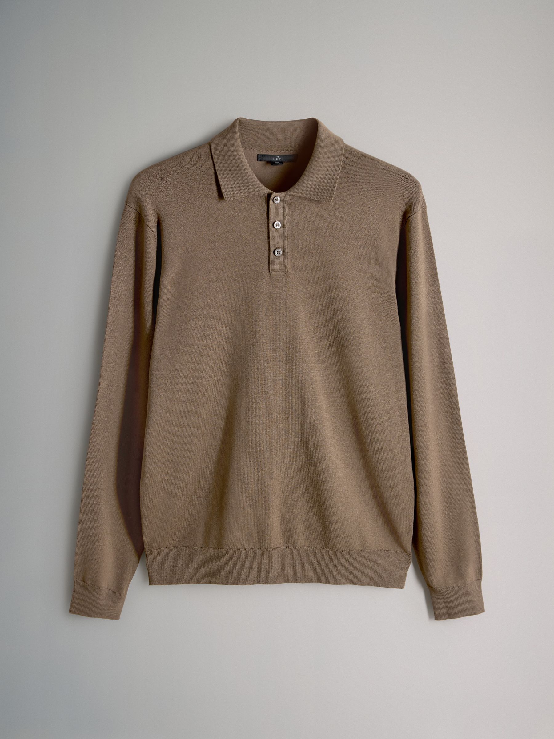 Black/Grey/Brown - 3 Pack Long Sleeve Knitted Polo Jumpers - Image 8 of 11