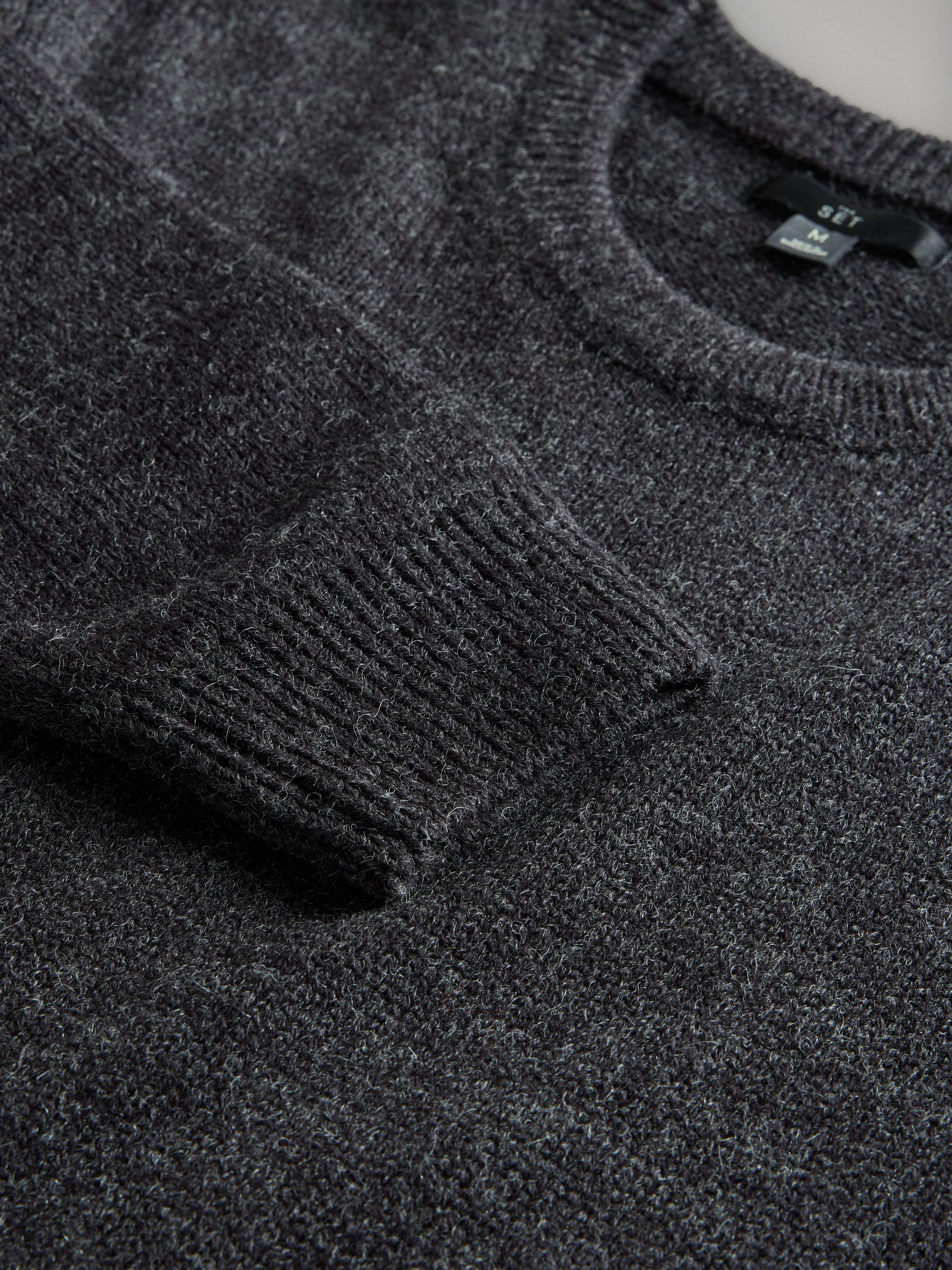 Charcoal/Grey marl - 2 Pack Crew Neck Knitted Jumpers with Wool - Image 9 of 9
