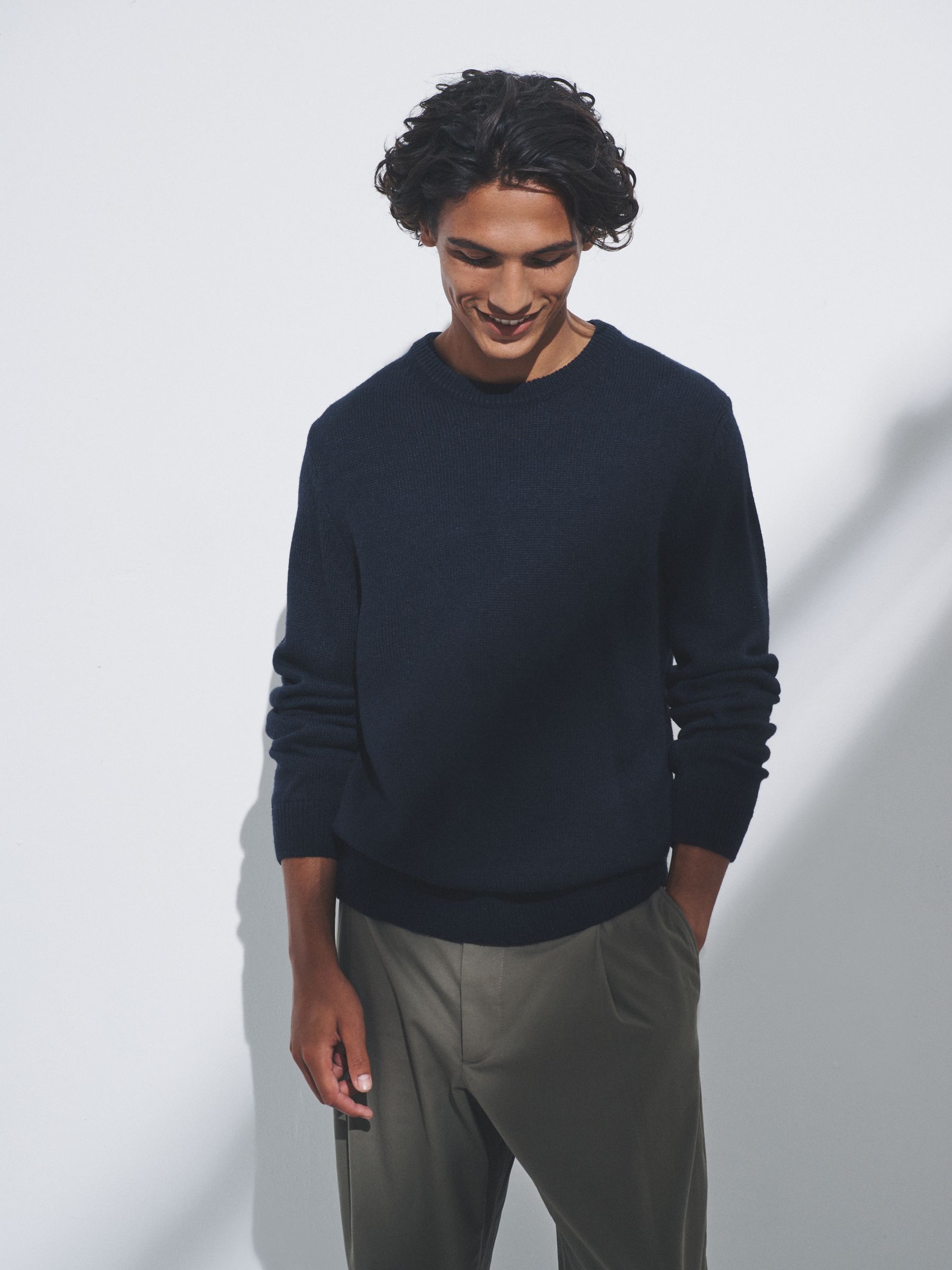 Brown/Navy - 2 Pack Crew Neck Knitted Jumpers with Wool - Image 3 of 14