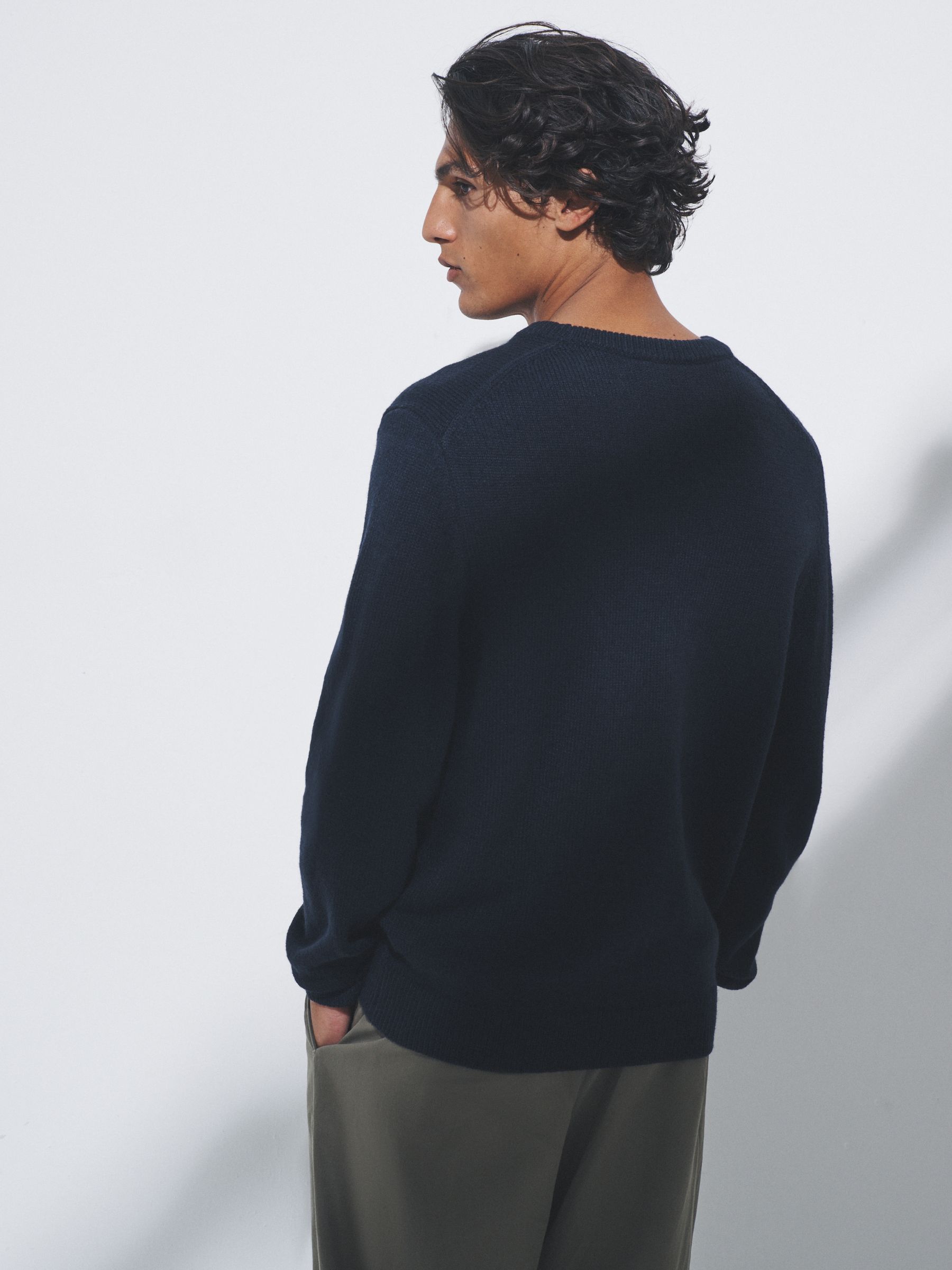 Brown/Navy - 2 Pack Crew Neck Knitted Jumpers with Wool - Image 4 of 14