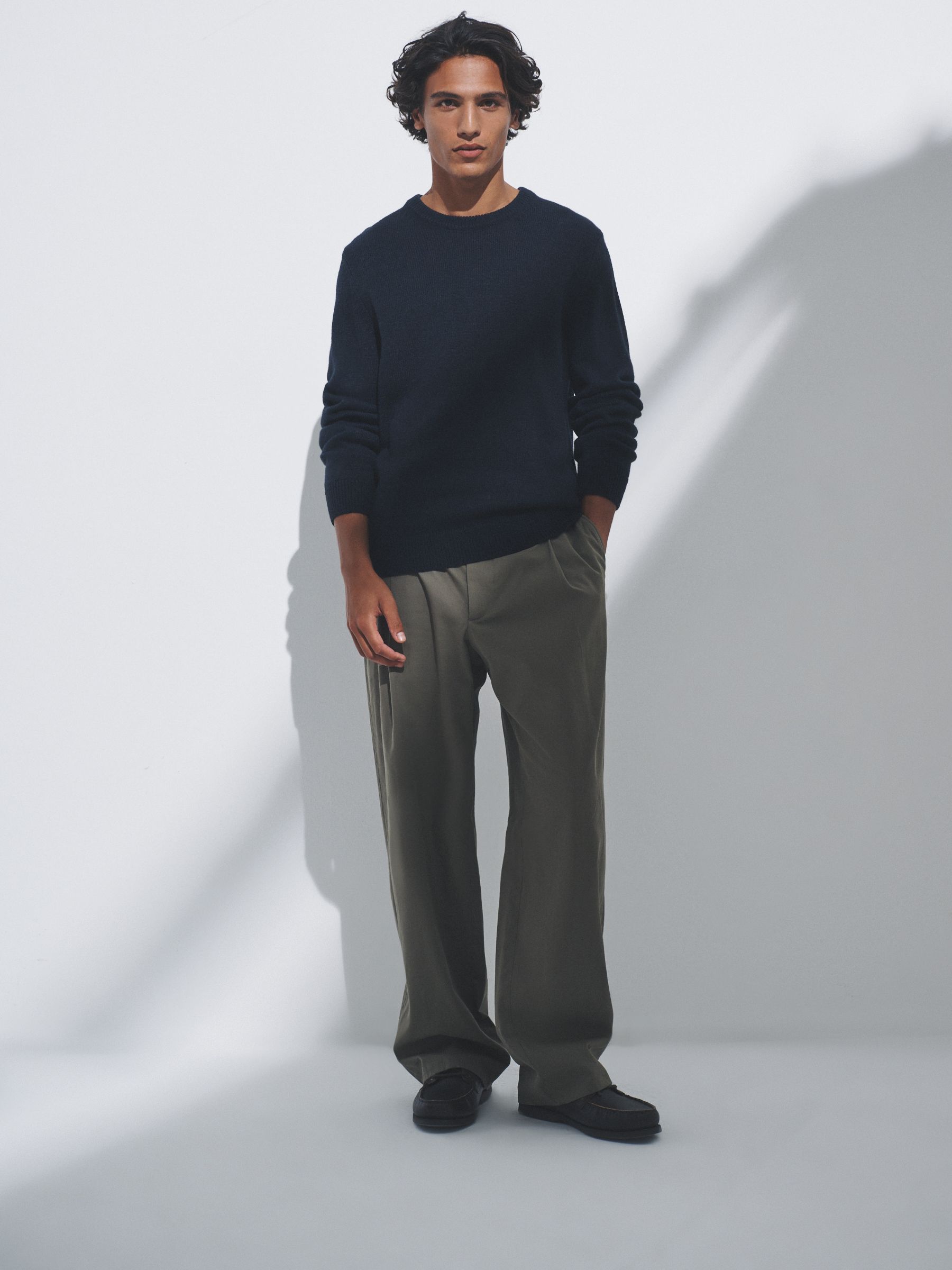 Brown/Navy - 2 Pack Crew Neck Knitted Jumpers with Wool - Image 5 of 14